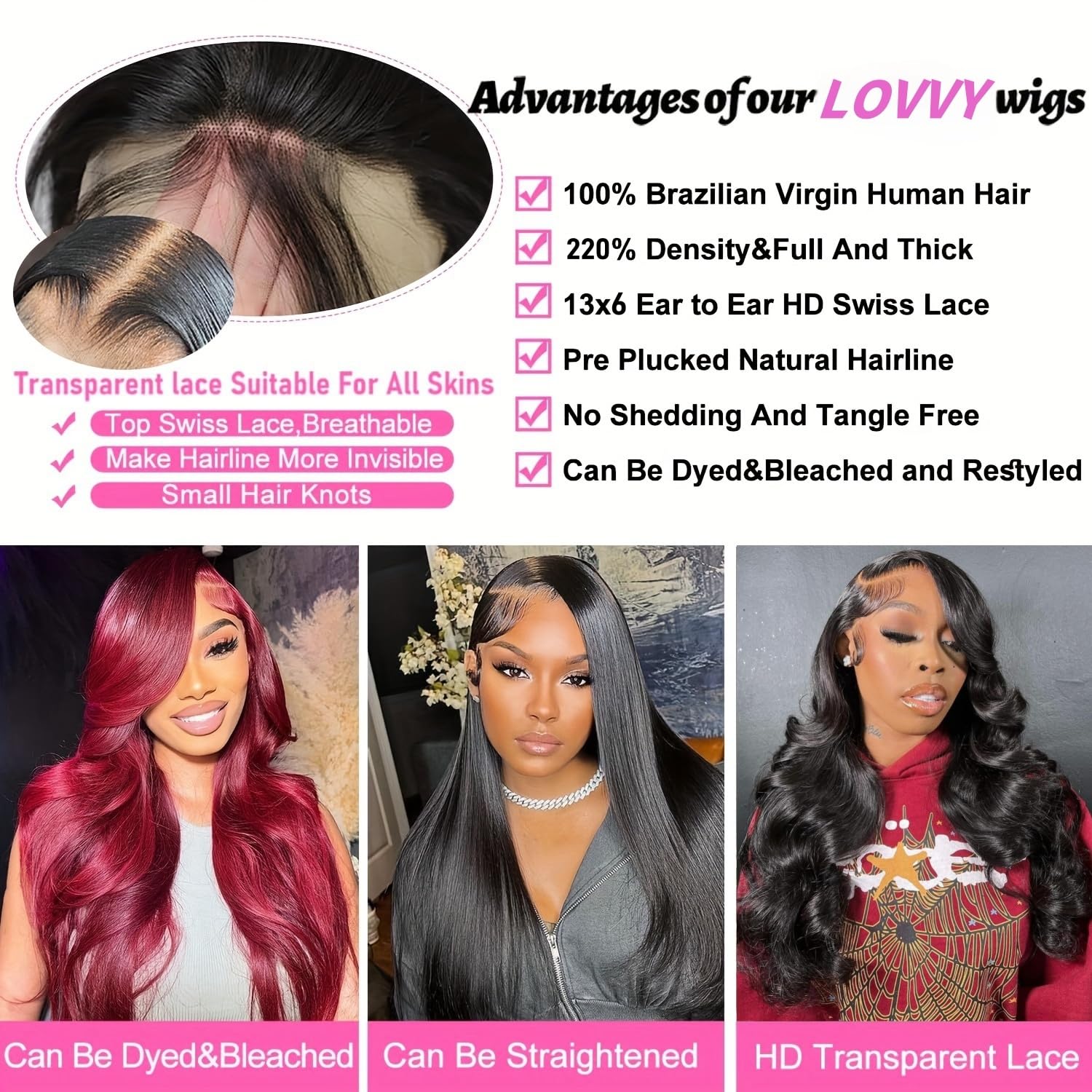 13x6 HD Lace Front Wig Human Hair - 220% Density Body Wave Pre-Plucked Wig for Black Women - 28 Inch Long Black Human Hair Wig with Natural Hairline - Perfect for Daily Wear, Parties and Special Occasions