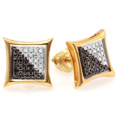 Dazzlingrock 0.15ct White & Black Diamond Kite Stud Earrings - Micro Pave Setting, Hypoallergenic Jewelry for Women, Perfect Gift for Anniversary, Birthday & Special Occasions