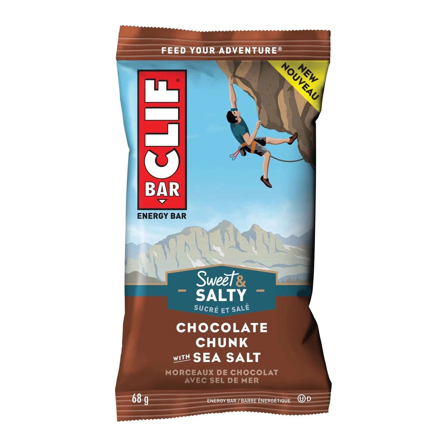 Clif Bar Chocolate Chunk Sea Salt Energy Bars - 12 Pack | Organic Gluten-Free Snacks for Hiking, Camping & Workout | High Protein Nutrition for Active Lifestyles