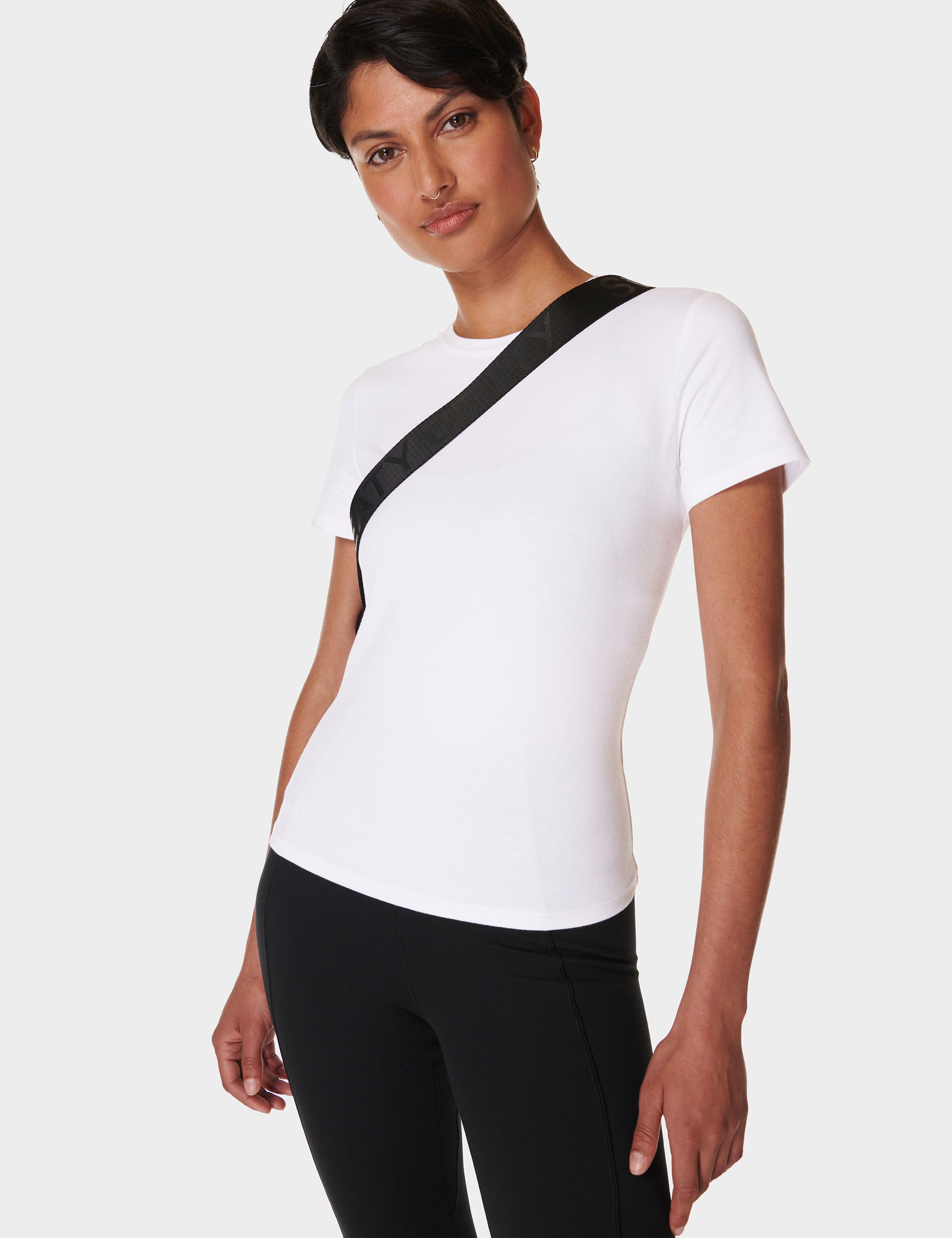 Essential Sculpt Short Sleeve Top for Women - Breathable Workout Shirt, Slim Fit Yoga Tee in White | Perfect for Gym, Running & Casual Wear