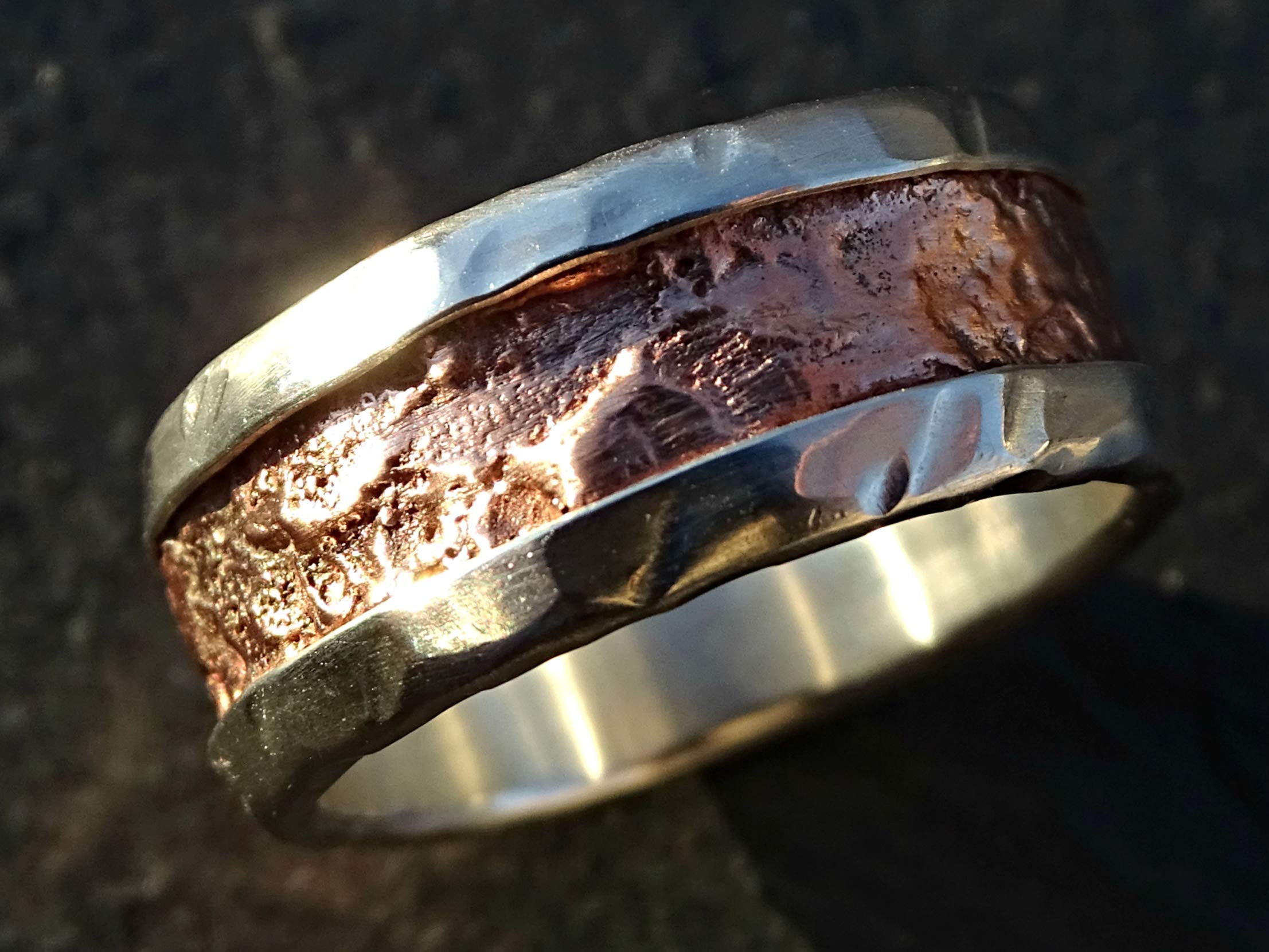 Unique Mixed Metal Ring for Men - Cool Copper & Silver Wedding Band, Rugged Engagement Ring, Anniversary Gift for Him, Perfect for Everyday Wear & Special Occasions