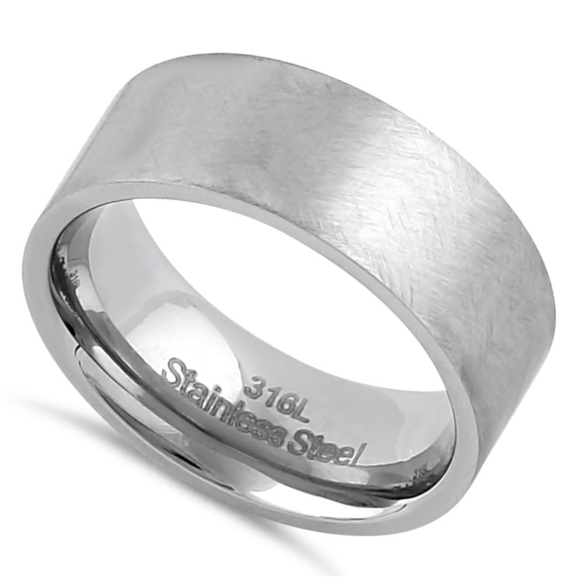 8mm Stainless Steel Men's Wedding Band Ring - Brushed & Polished Mixed Finish, Durable & Comfortable for Everyday Wear, Anniversary, Engagement, or Gift