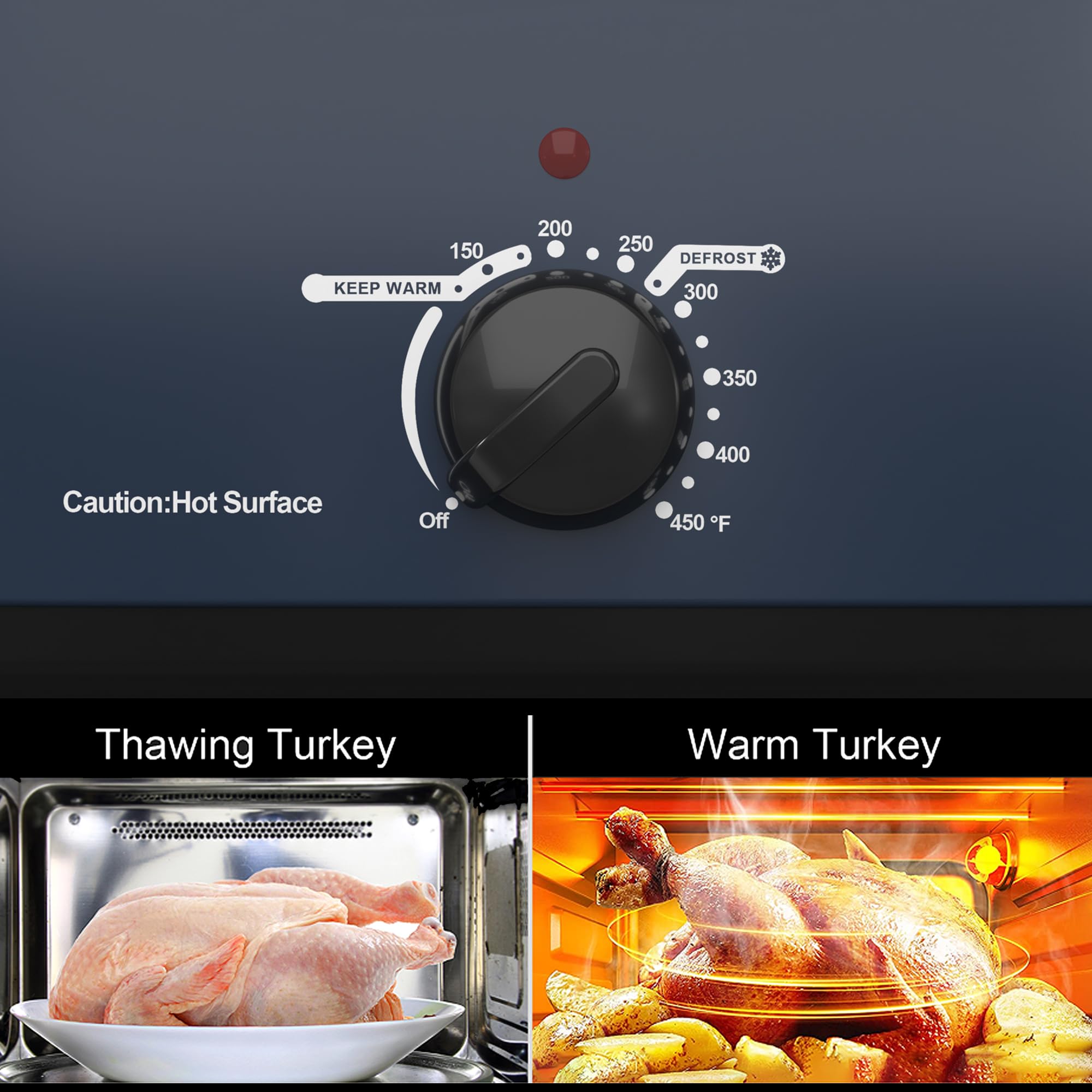 22-Quart Electric Roaster Oven with Removable Pan & Self-Basting Lid - Digital Temperature Control (150-450°F) & Cool-Touch Handles - Perfect for Turkey, Roast Beef, Holiday Meals & Large Family Gatherings - Blue