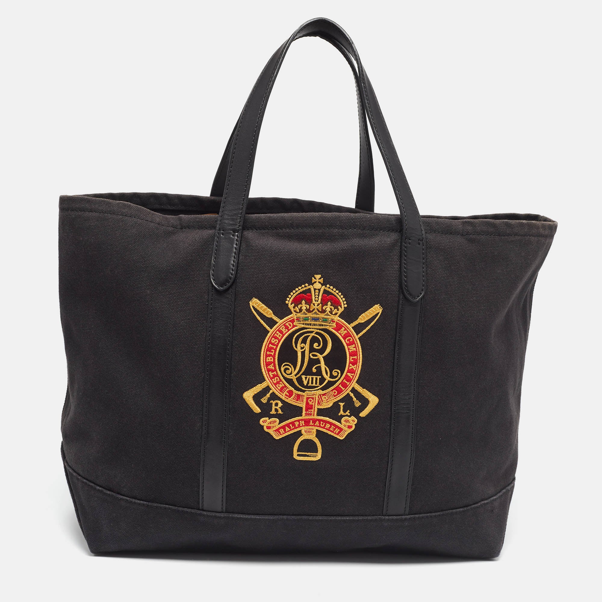 Stylish Black Canvas Embroidered Tote Bag for Women - Large Eco-Friendly Shopper with Unique Floral Design - Perfect for Work, Beach & Grocery Shopping