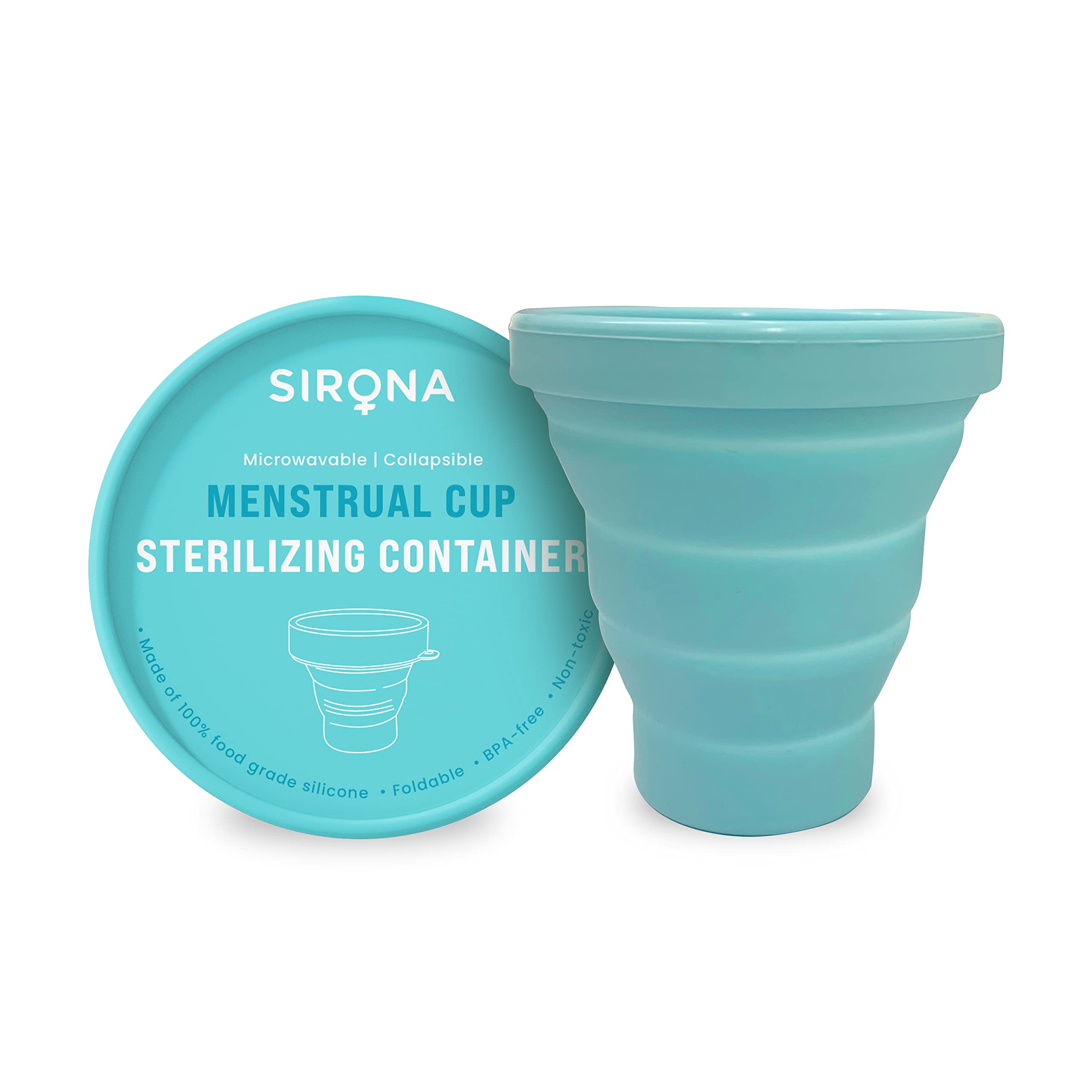 Sirona Foldable Silicone Menstrual Cup Sterilizer Container - BPA Free, Non-Toxic, Microwave Safe | Portable Sanitizer for Travel, Camping & Public Restrooms | Compact Hygiene Solution for Women On-The-Go