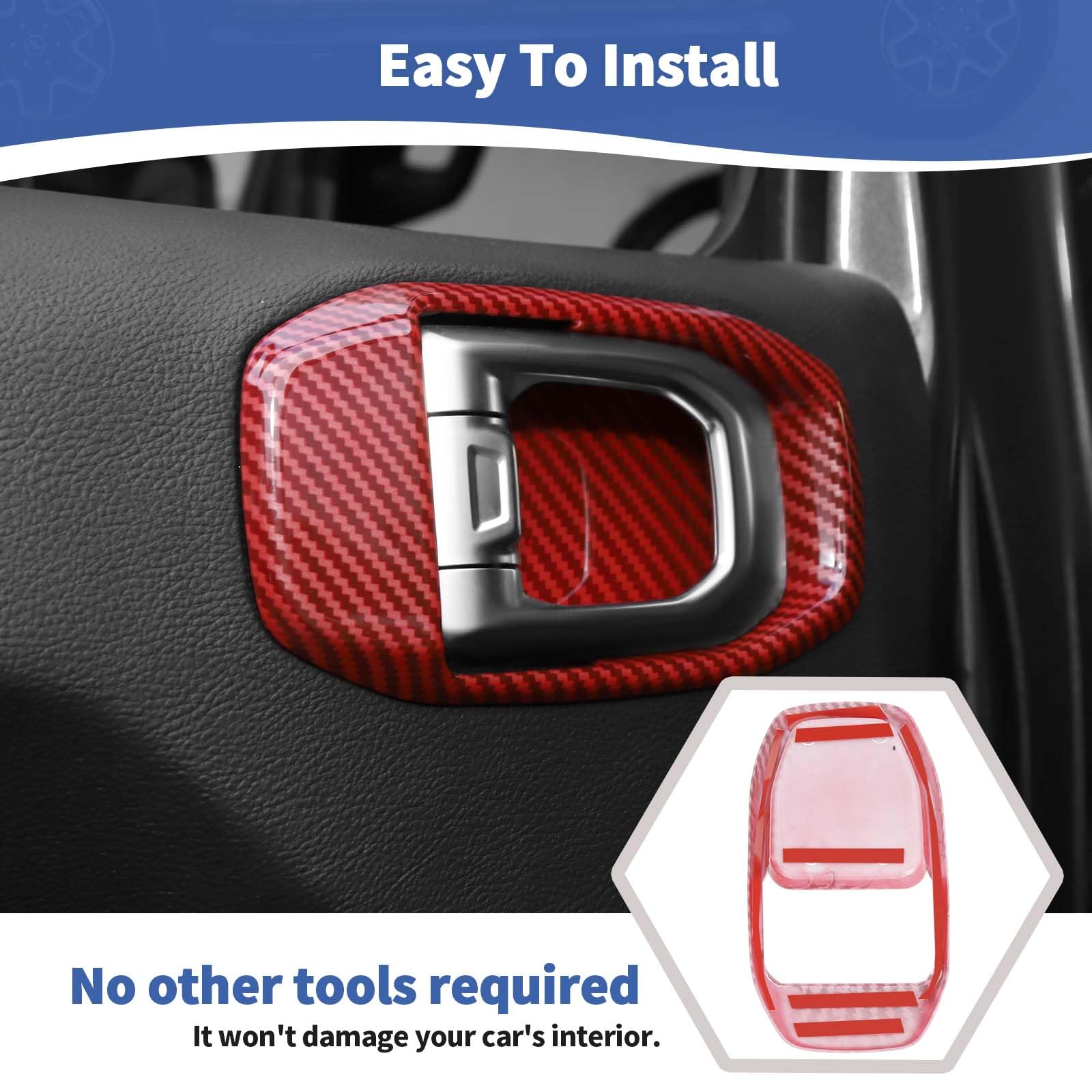 Jeep JL Inner Door Handle Bowl Cover Trim - Red Carbon Fiber Interior Accessories for Wrangler JL JLU & Gladiator JT (2018-2024) - 4pcs Set - Upgrade Your Ride with Premium Style & Protection