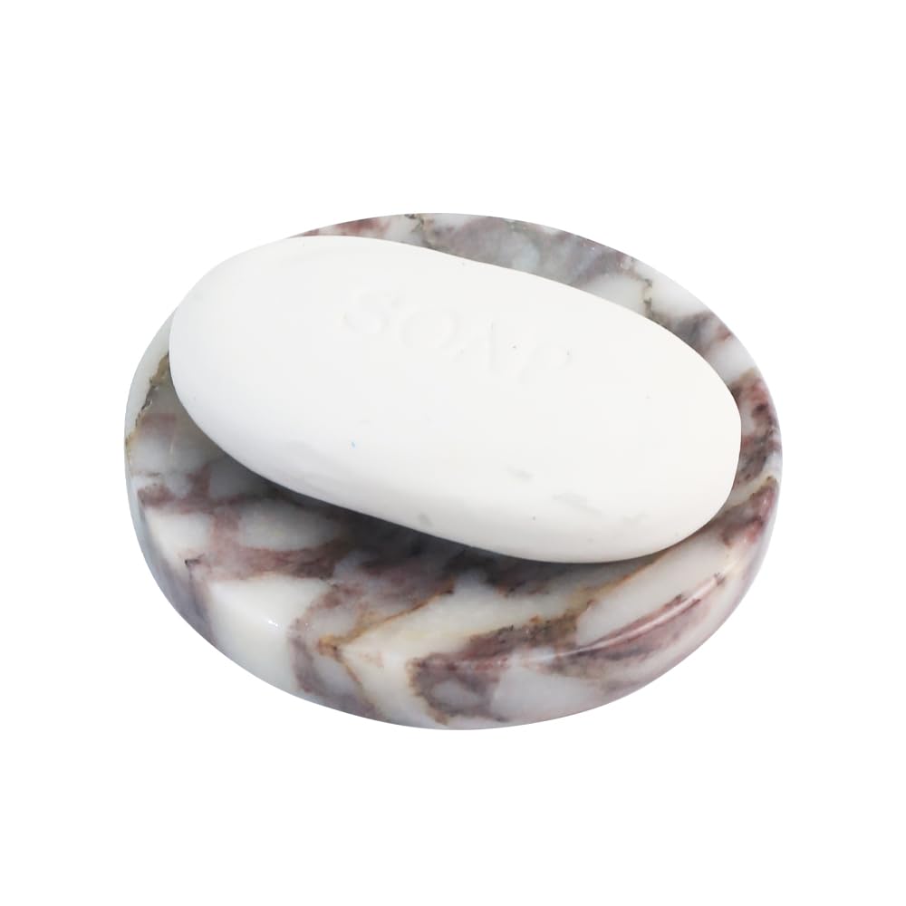 Luxury Natural Marble Soap Dish Tray - Elegant Soap Holder & Trinket Plate for Bathroom Sink, Kitchen Countertop, Bedroom Vanity | Perfect Bathroom Accessory for Spa, Hotel, and Home Decor (Rectangular Design)