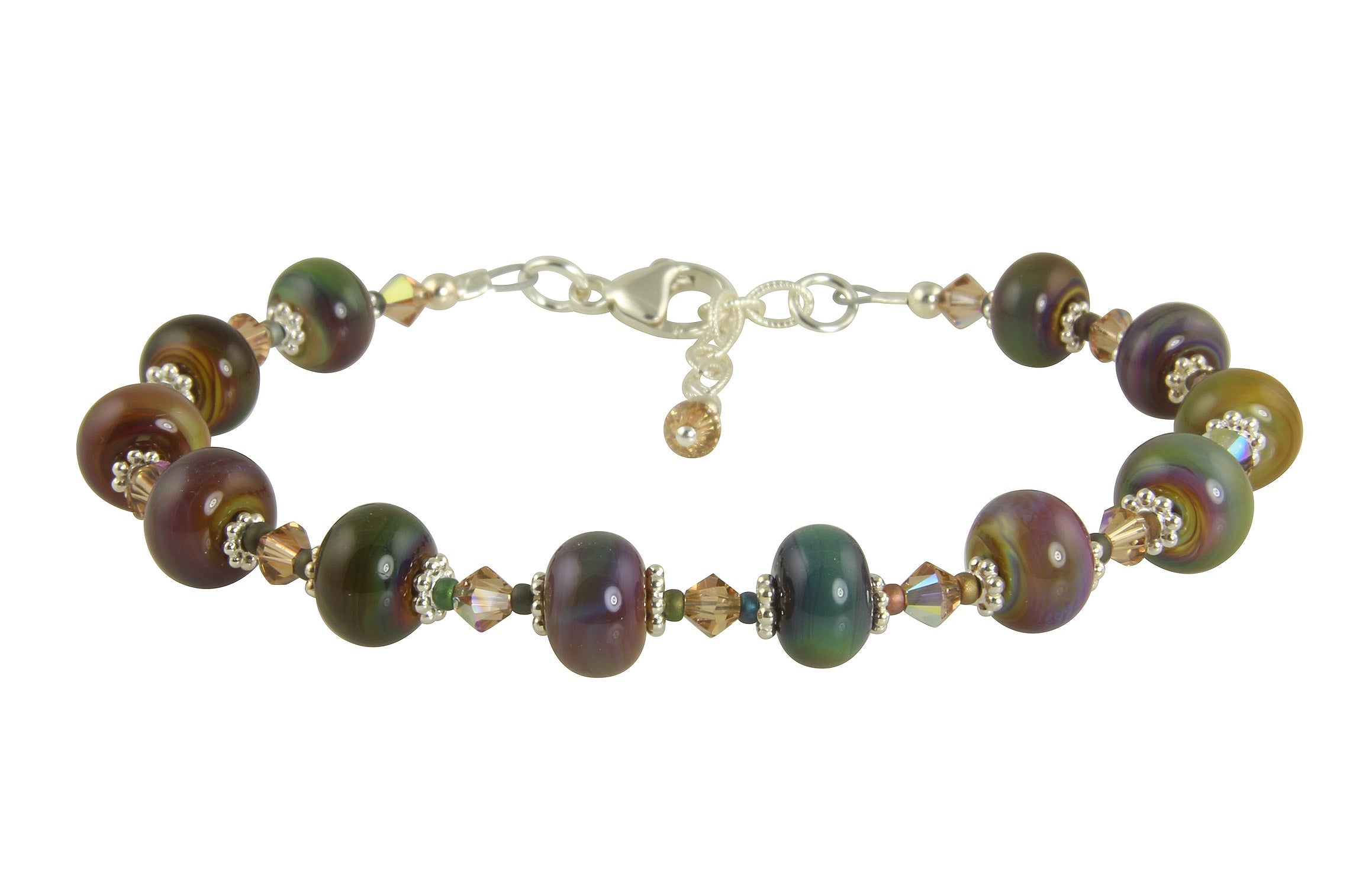 Genuine Mystic Topaz Crystal Lampwork Beaded Bracelet for Women – Perfect for Meditation, Yoga & Spiritual Healing