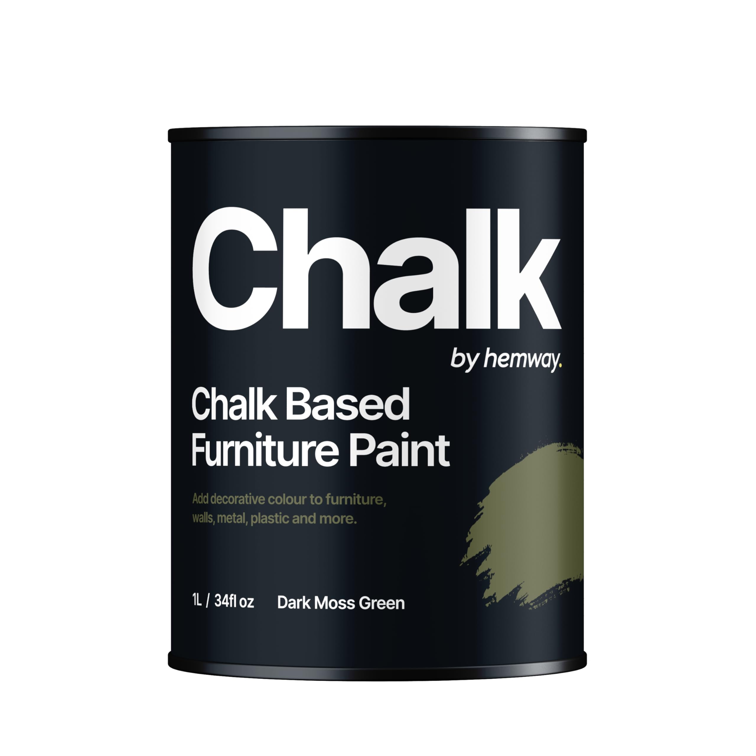 Hemway Dark Moss Green Chalk Paint 1L - Furniture & Wall DIY for Vintage Home Decor