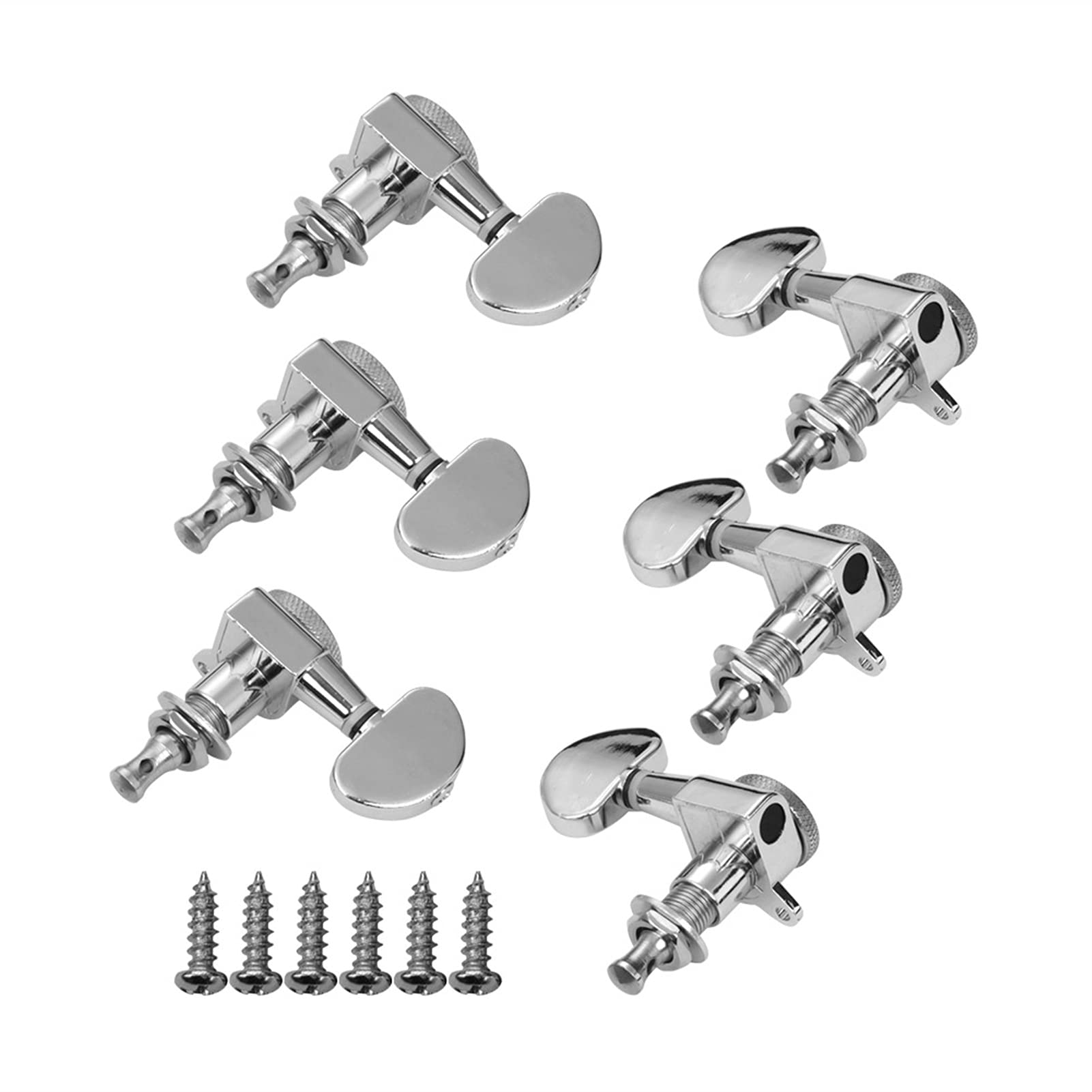 4 Chrome Sealed Guitar Tuning Pegs - 2 Left + 2 Right Bass Guitar Machine Heads with Knobs | Premium Tuners for Smooth String Adjustments | Perfect for Electric & Acoustic Bass Guitars