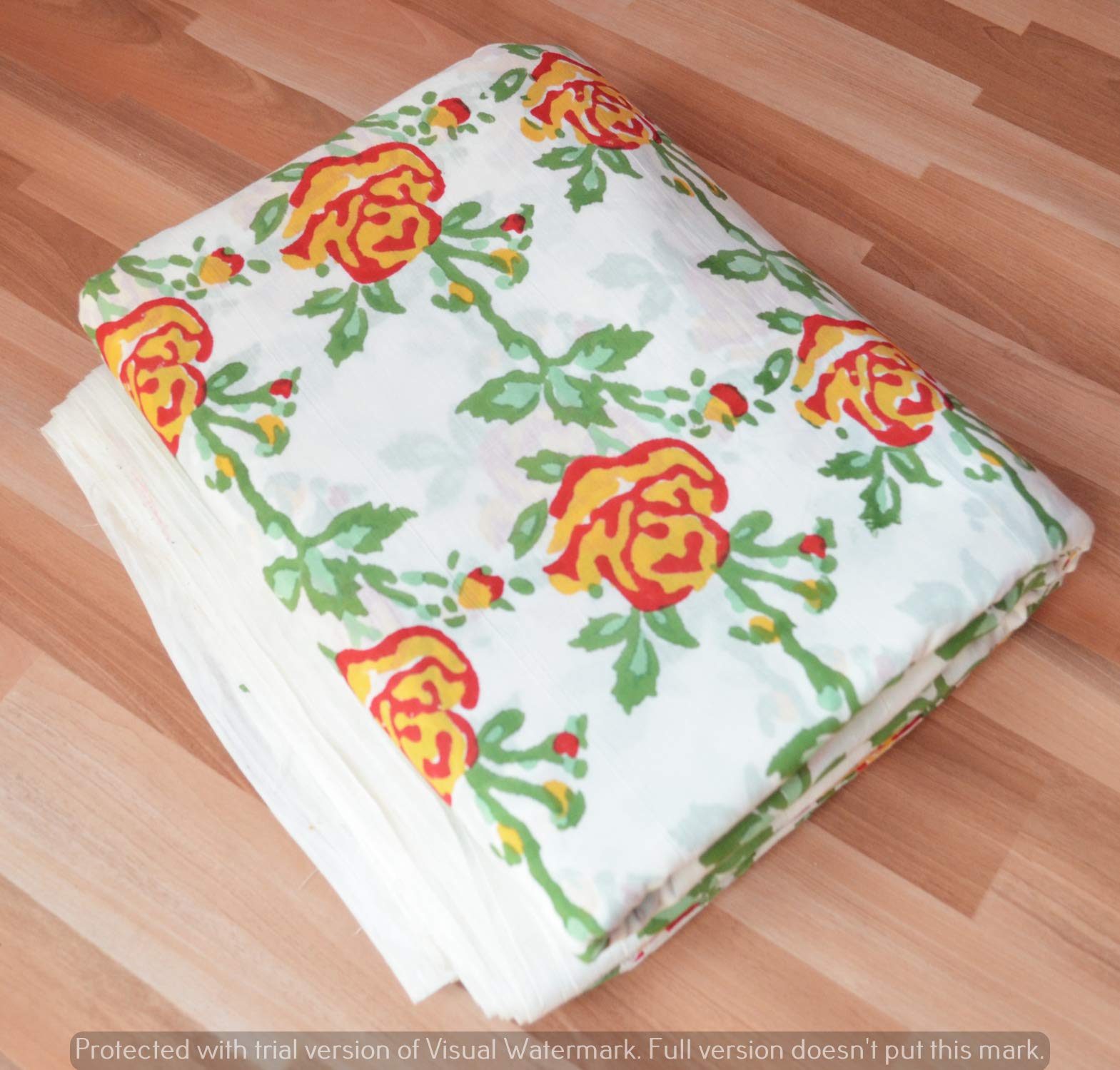 Authentic Jaipur Printed Cotton Fabric by the Yard - Premium Indian Cotton for Summer Dresses, Kurtis, Scarves, Cushion Covers & Sofa Upholstery (50 Yards) - Perfect for Boho Fashion, Home Decor & DIY Sewing Projects