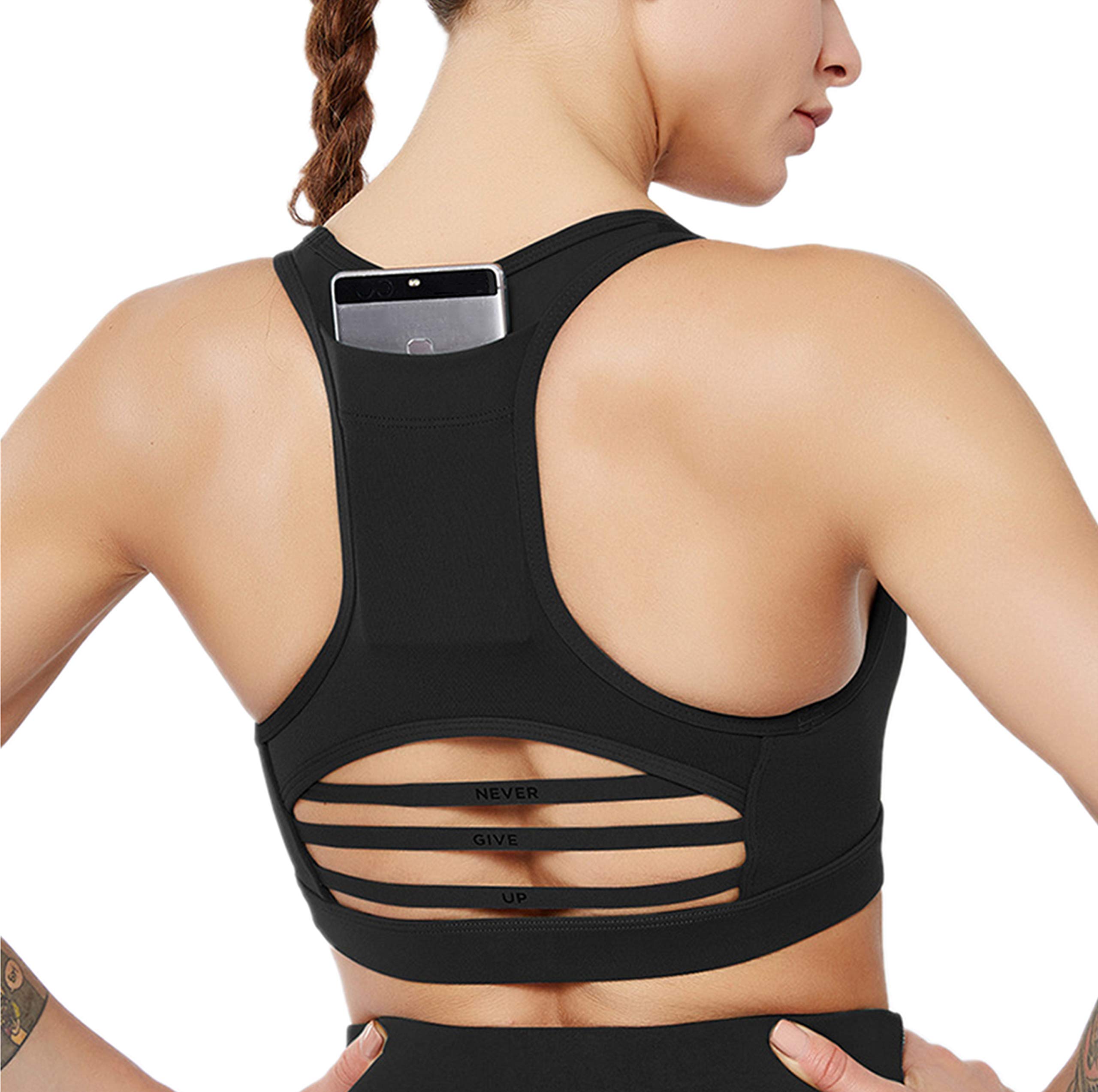 Women's High Support Sports Bra with Back Pocket - Breathable Yoga Bra for Running, Gym & Workouts - Perfect for Active Lifestyles