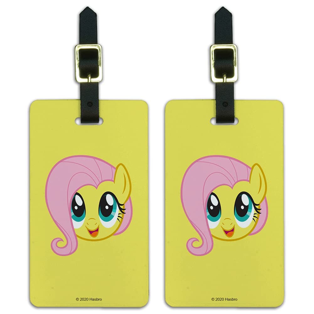 My Little Pony Fluttershy Face Luggage ID Tags - 2 Pack Cute Carry-On Bag Tags for Kids Travel Accessories - Perfect for Suitcases, Backpacks & School Bags