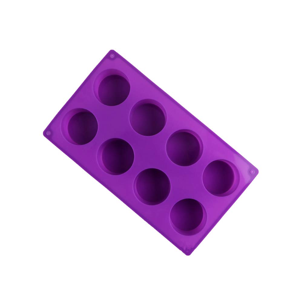 8-Cavity Round Silicone Baking Mold for Soap Making, Cake Decorating, Cupcakes, Brownies & More - Non-Stick & Heat Resistant (2 Pack) - Perfect for DIY Crafts, Home Baking & Party Desserts