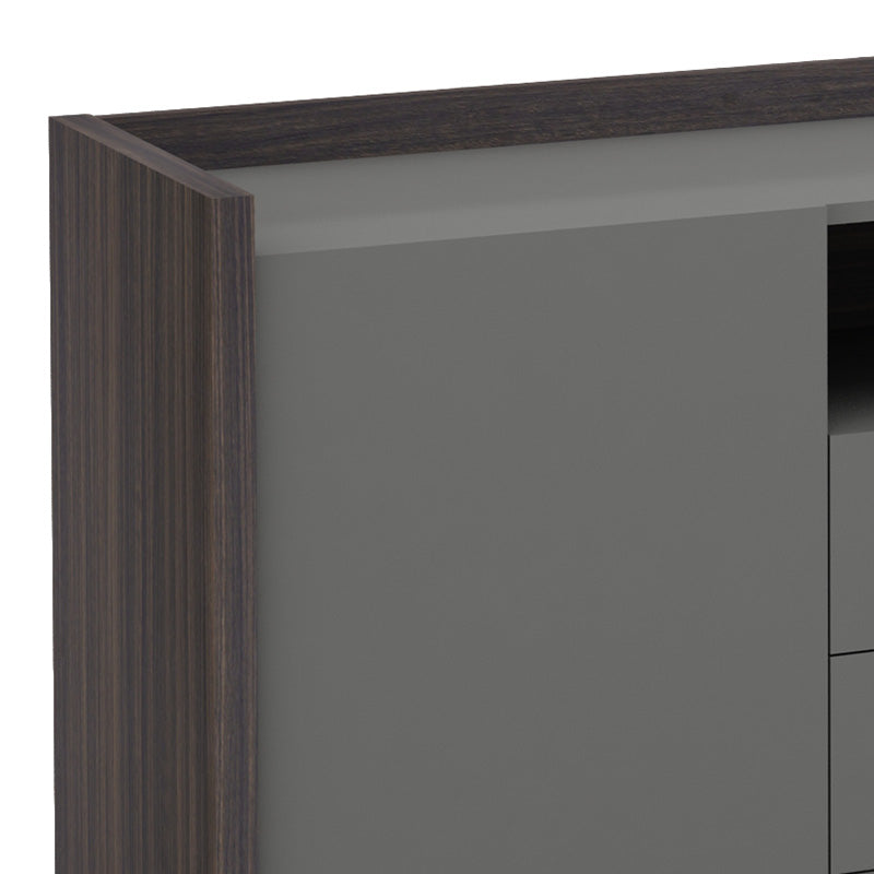 RADDIX 160cm Credenza Cabinet - Iron Grey & Brown Wood TV Stand with Storage | Modern Sideboard for Living Room, Bedroom & Dining Room