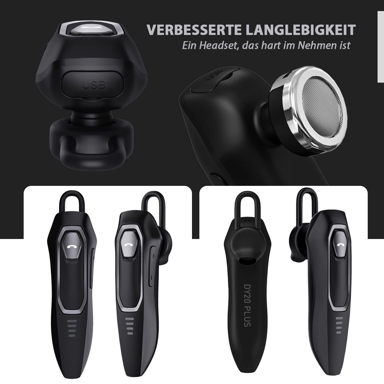 Micool Trucker Bluetooth Headset with Noise Cancelling - 30 Hours Talk Time, Wireless Hands-Free Earpiece for iPhone & Android - Perfect for Truck Drivers, Call Centers & Office Workers