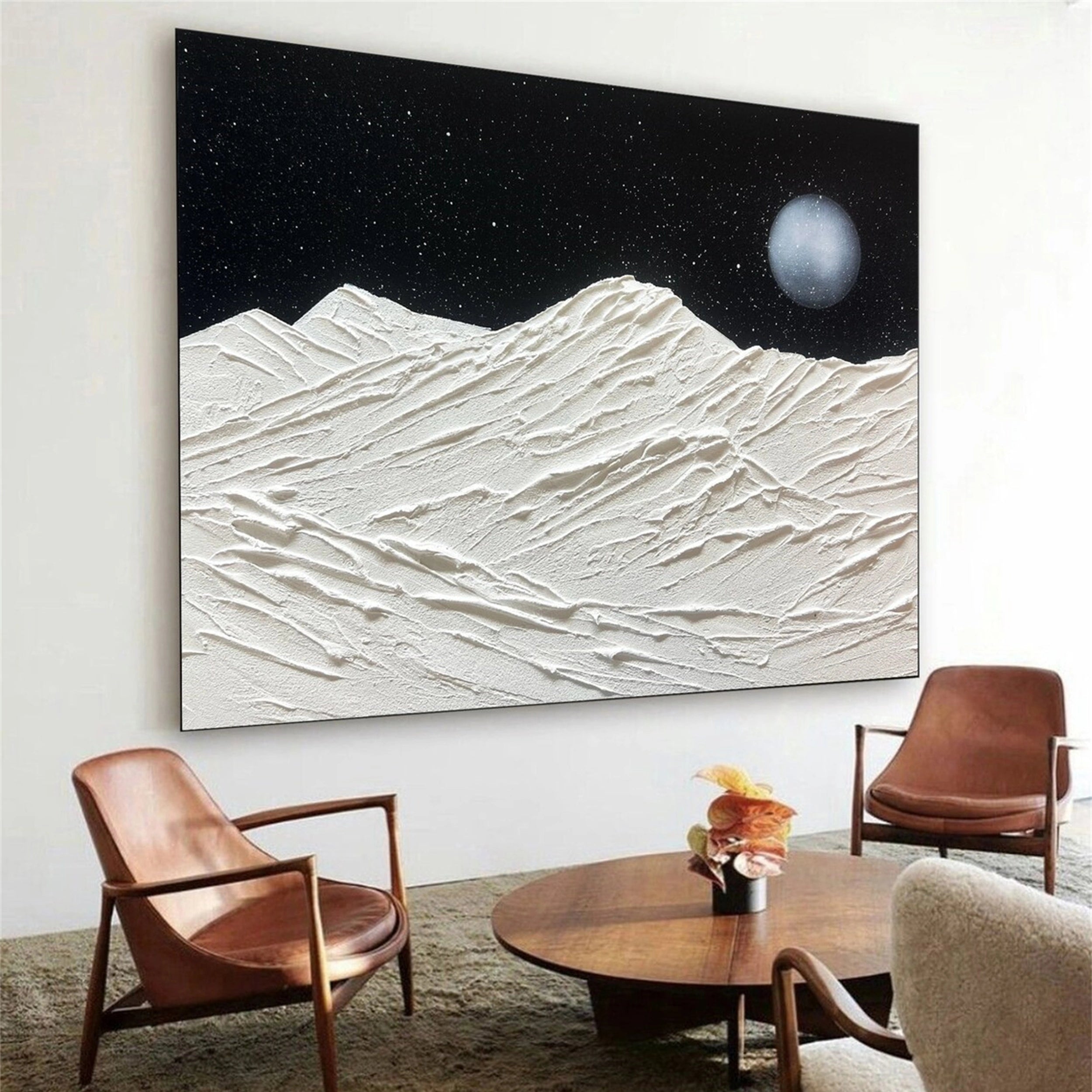 Black and White Textured Minimalist Wall Art Print #MZ059 - Modern Abstract Canvas Painting for Living Room, Bedroom & Office Decor