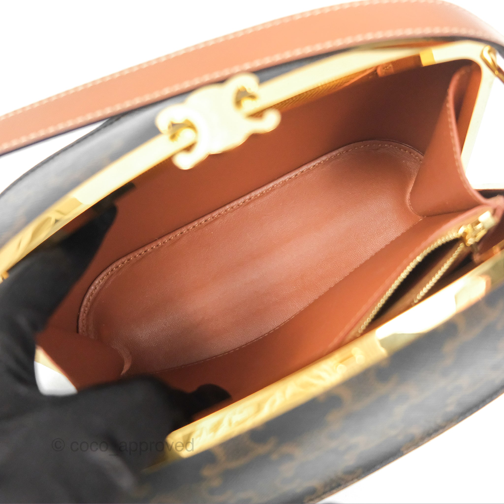 Celine Triomphe Canvas Lunch Box Bag in Tan - Stylish & Compact Handbag for Women, Perfect for Work, Travel, and Everyday Use