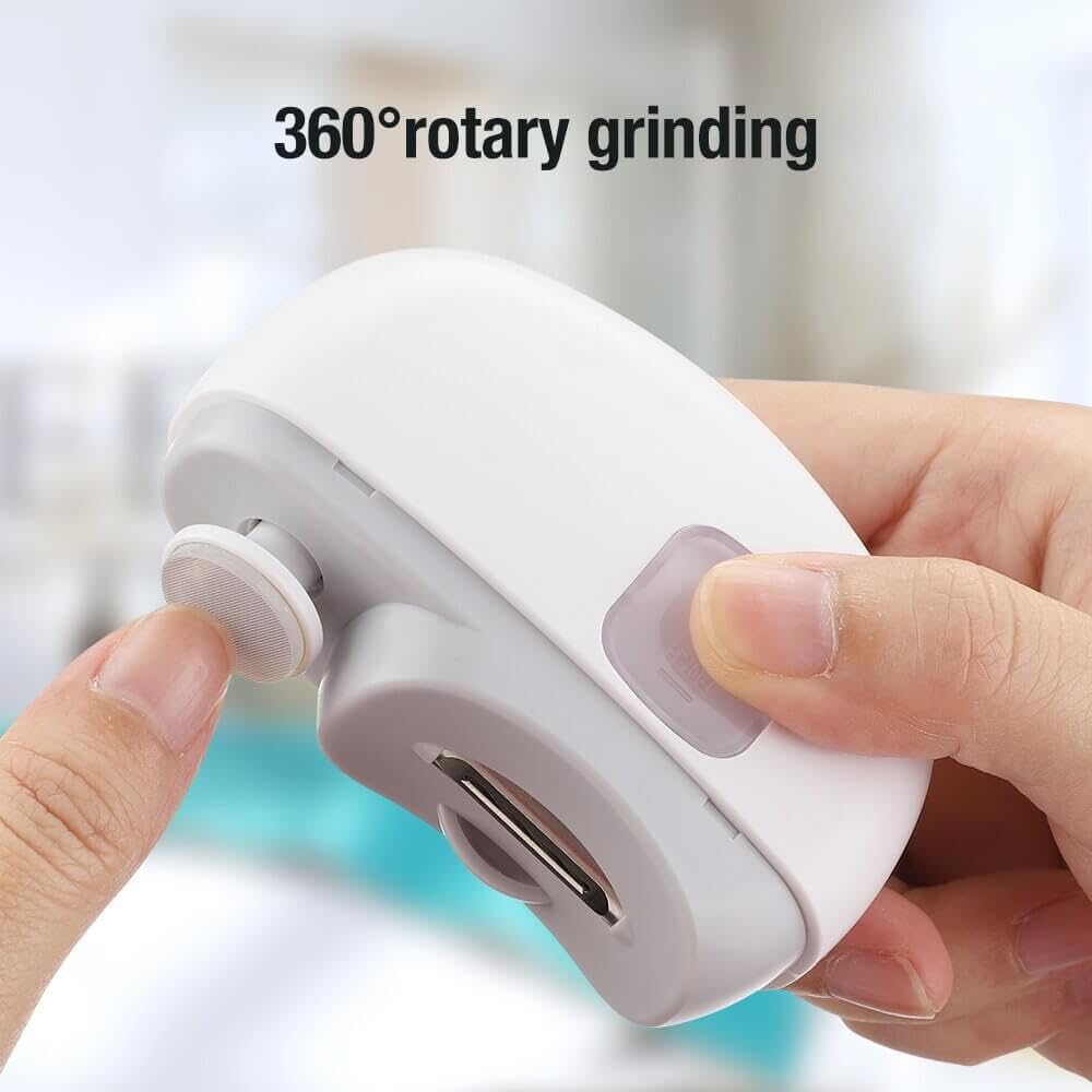 2025 New 3-in-1 Automatic Electric Nail Clipper with Polishing & LED Light - Electric Nail Trimmer for Seniors, Adults & Babies - Rechargeable Nail Care Kit with Storage Clip - Perfect for Home, Travel & Salon Use (White)