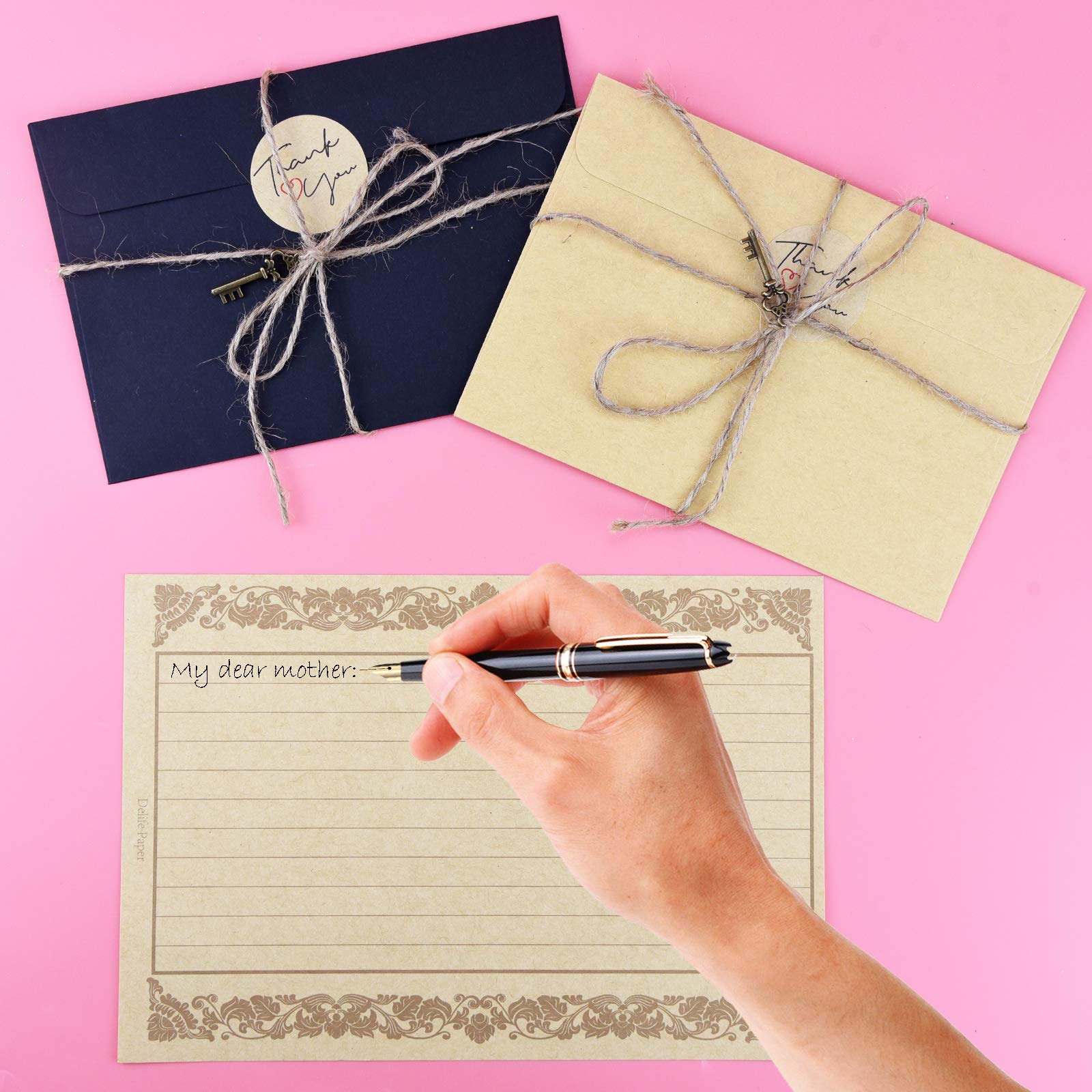 Vintage Stationery Paper and Envelopes Set - Antique Aged Writing Paper for Letters, Invitations & Calligraphy | Perfect for Wedding Stationery, Thank You Cards & Scrapbooking