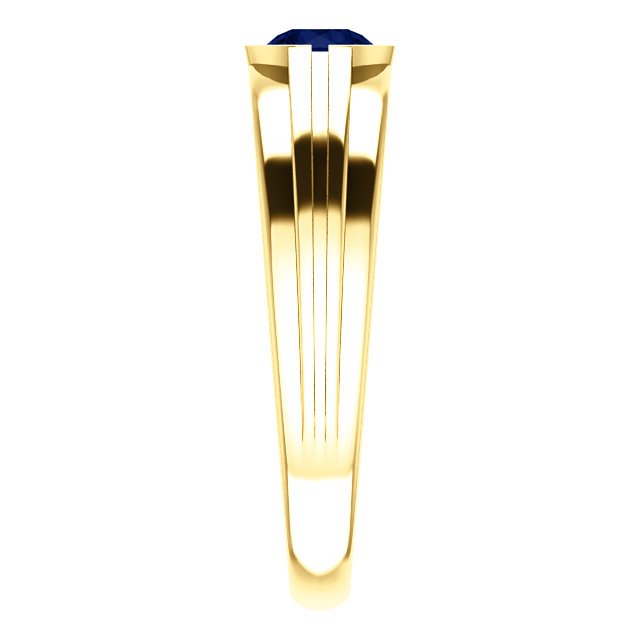14K Gold Blue Sapphire Solitaire Ring for Men - 0.60 Carat Bezel Set Gemstone Wedding Band - Perfect for Engagement, Anniversary & Special Occasions