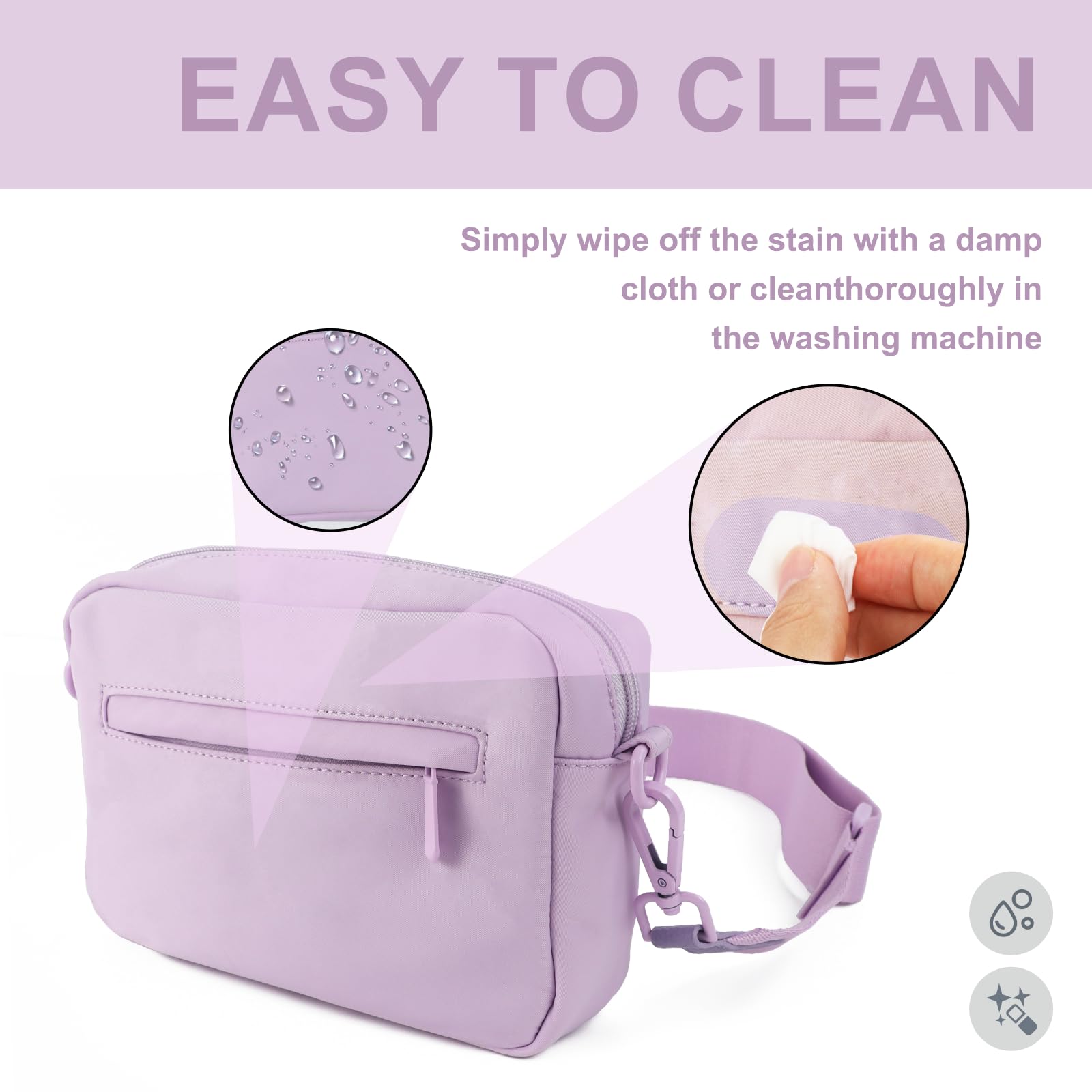 Wisedog Waterproof Dog Treat Pouch - Durable Dog Training Bag with Built-in Poop Bag Dispenser, Hands-Free Fanny Pack & Crossbody Bag for Small Medium Large Dogs (Light Purple) - Perfect for Outdoor Walks, Hiking & Pet Training Sessions