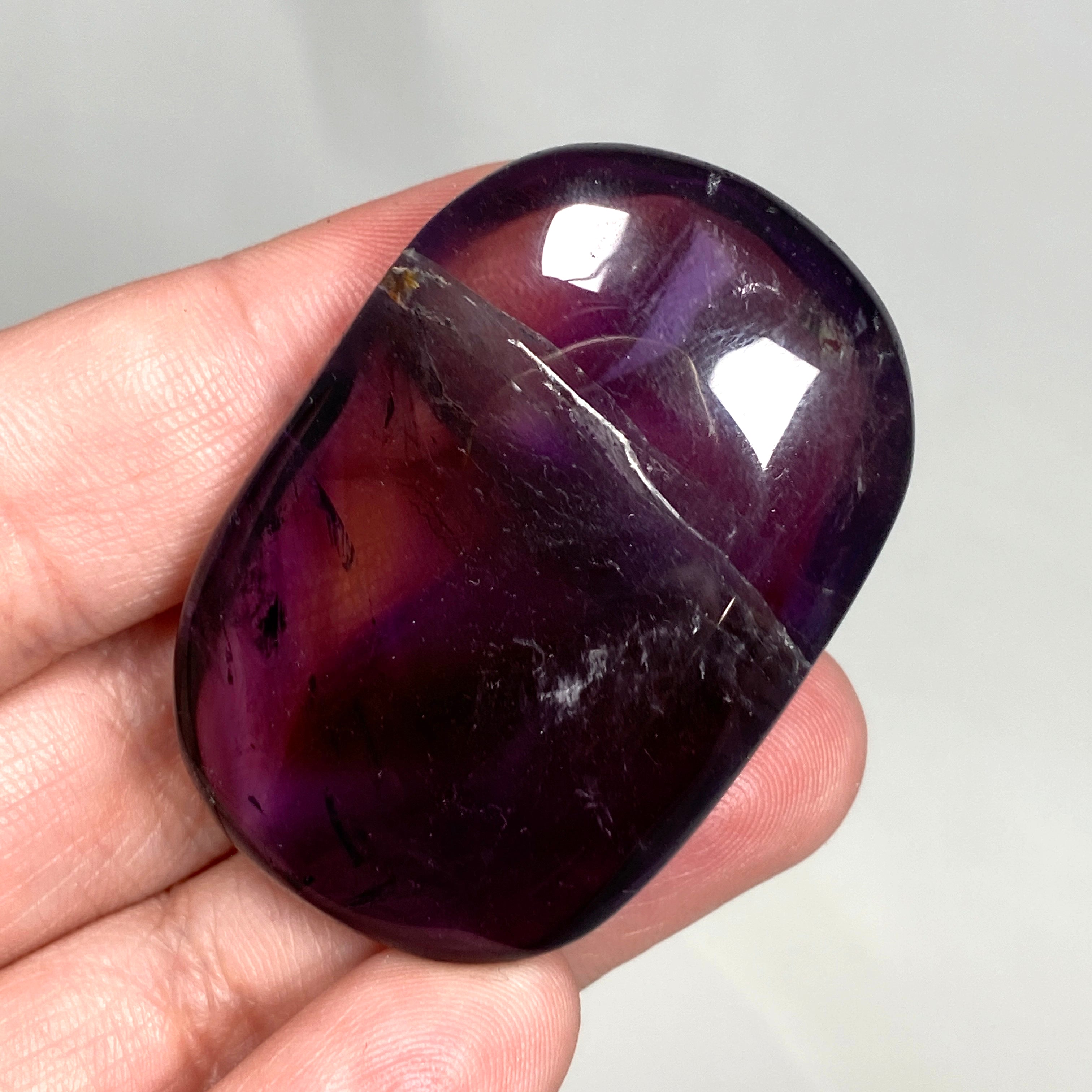 Natural Ametrine Palm Stone - Healing Crystal for Stress Relief & Meditation | Perfect for Reiki, Chakra Balancing & Spiritual Practices