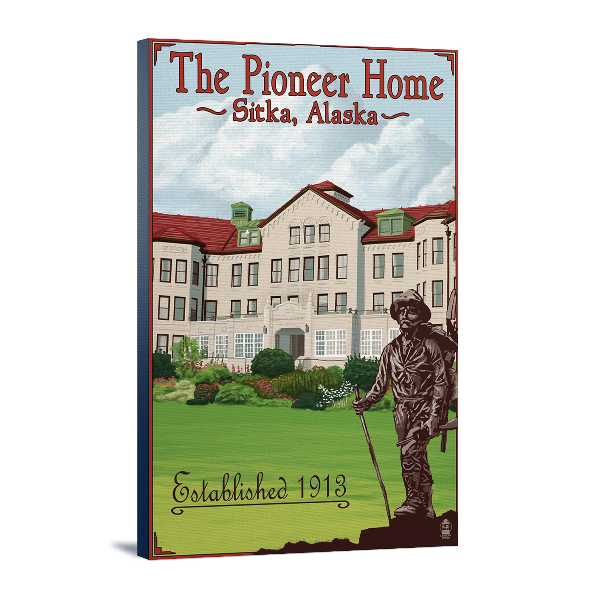 Sitka Alaska Pioneer Home Wall Art - 16x24 Wrapped Canvas Print for Living Room, Bedroom & Office Decor | Lantern Press Landscape Painting