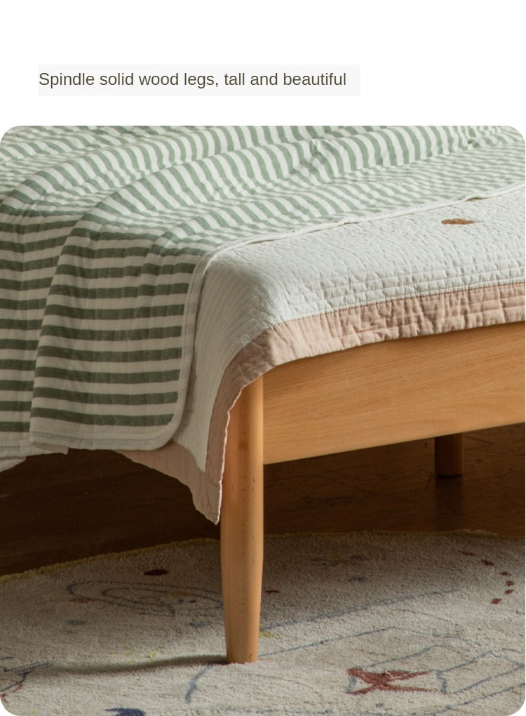 Solid Wood Kids Bed - Beech or Oak Frame - Soft Single Bed for Toddlers & Children - Perfect for Bedrooms, Daycare, or Guest Rooms