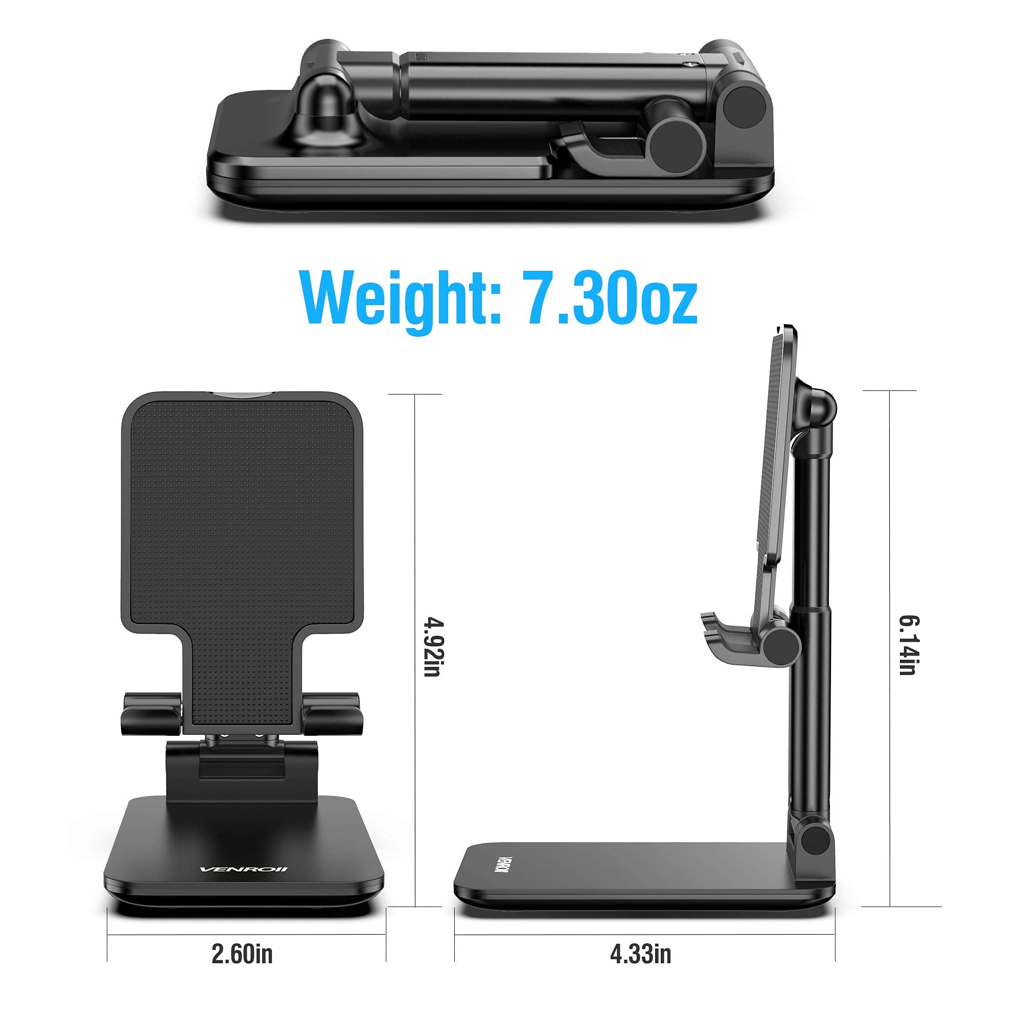 Adjustable Phone Stand for Desk - Foldable Holder Compatible with iPhone & Smartphones - for Work & Watching Videos