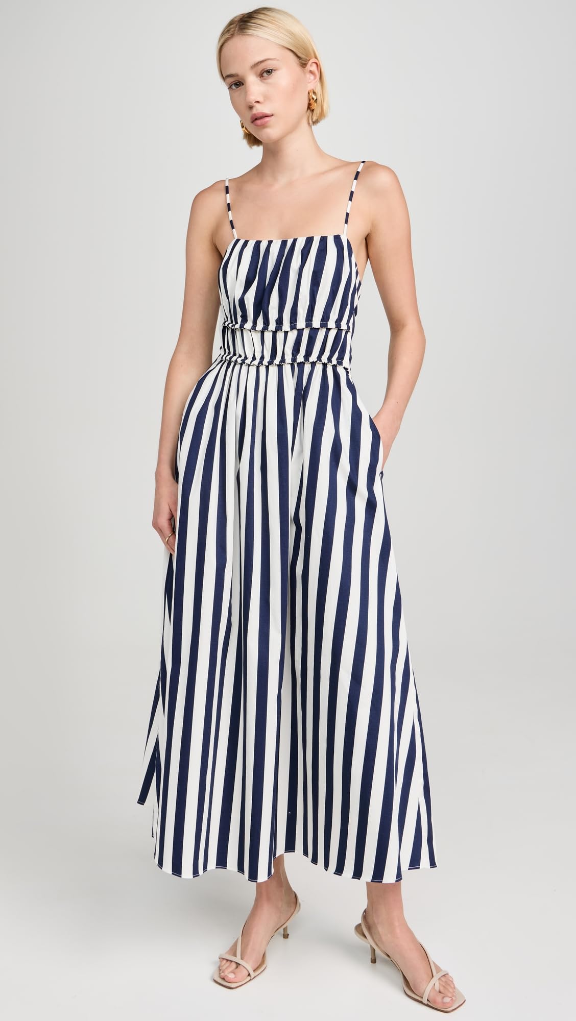 English Factory Striped Sleeveless Maxi Dress - Women's Summer Beach Dress for Vacation, Party & Casual Wear