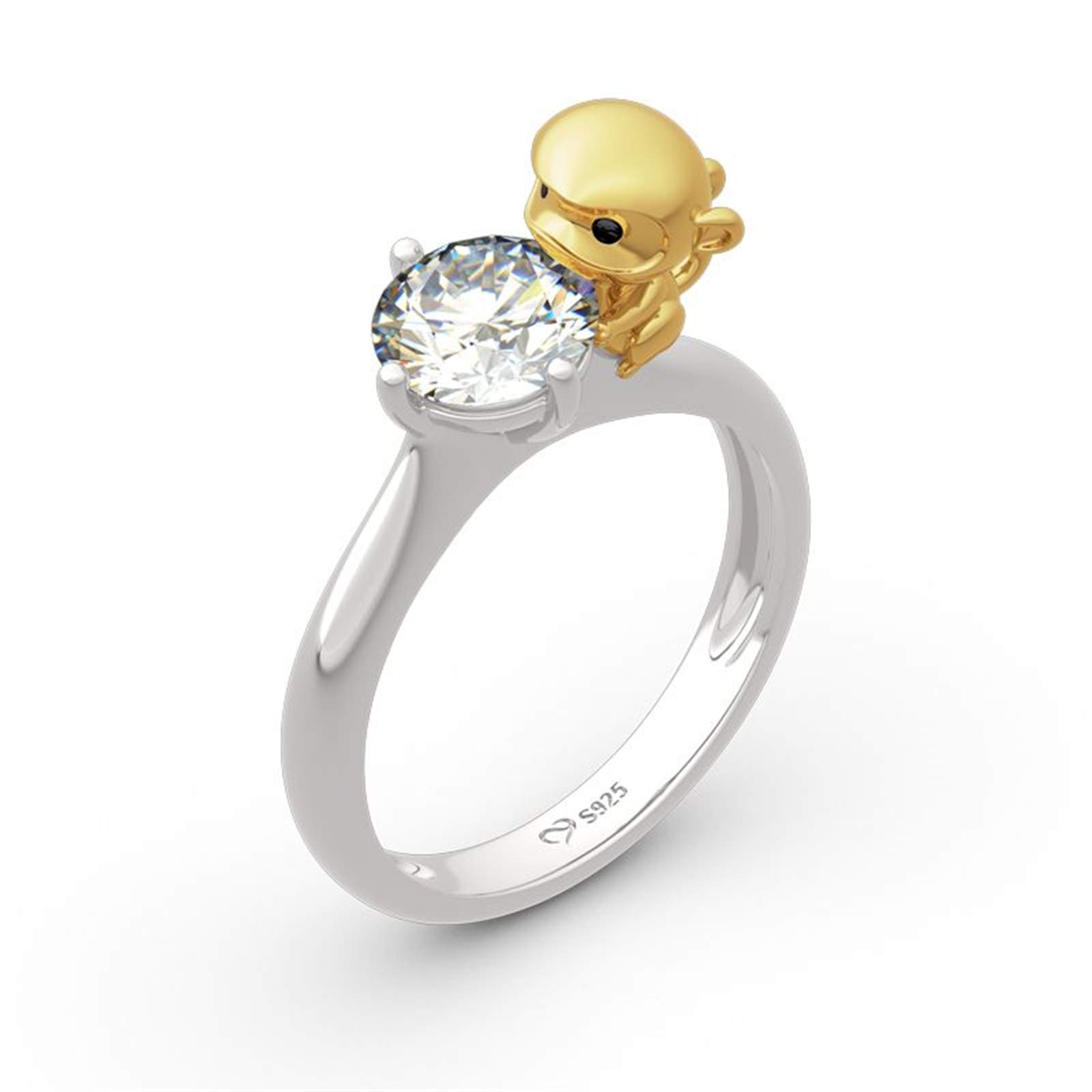 Jeulia Sterling Silver Monkey Ring - Round Cut Engagement, Anniversary & Wedding Band for Women - Perfect for Promise Rings & Eternity Bands - Comes with Jewelry Box (Ideal for Valentine's Day, Birthday Gifts & Special Occasions)