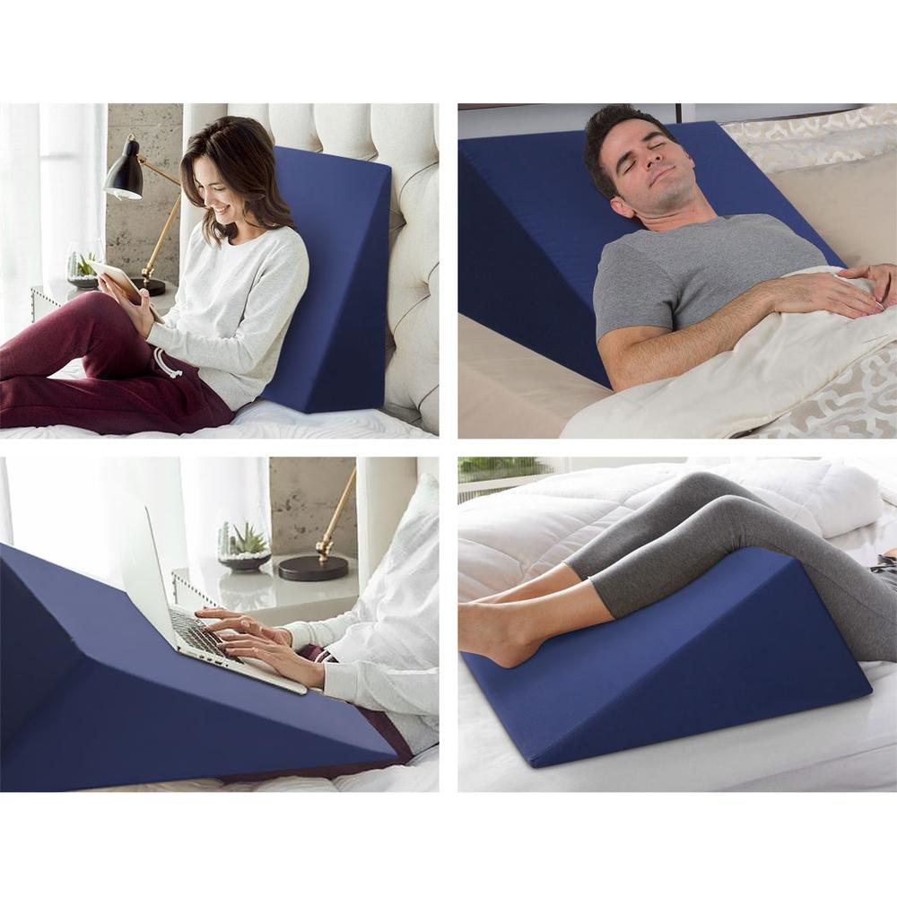 Orthopedic Foam Wedge Back Support Pillow for Office Chair & Car Seat - Blue - Relieve Back Pain & Improve Posture While Working or Driving