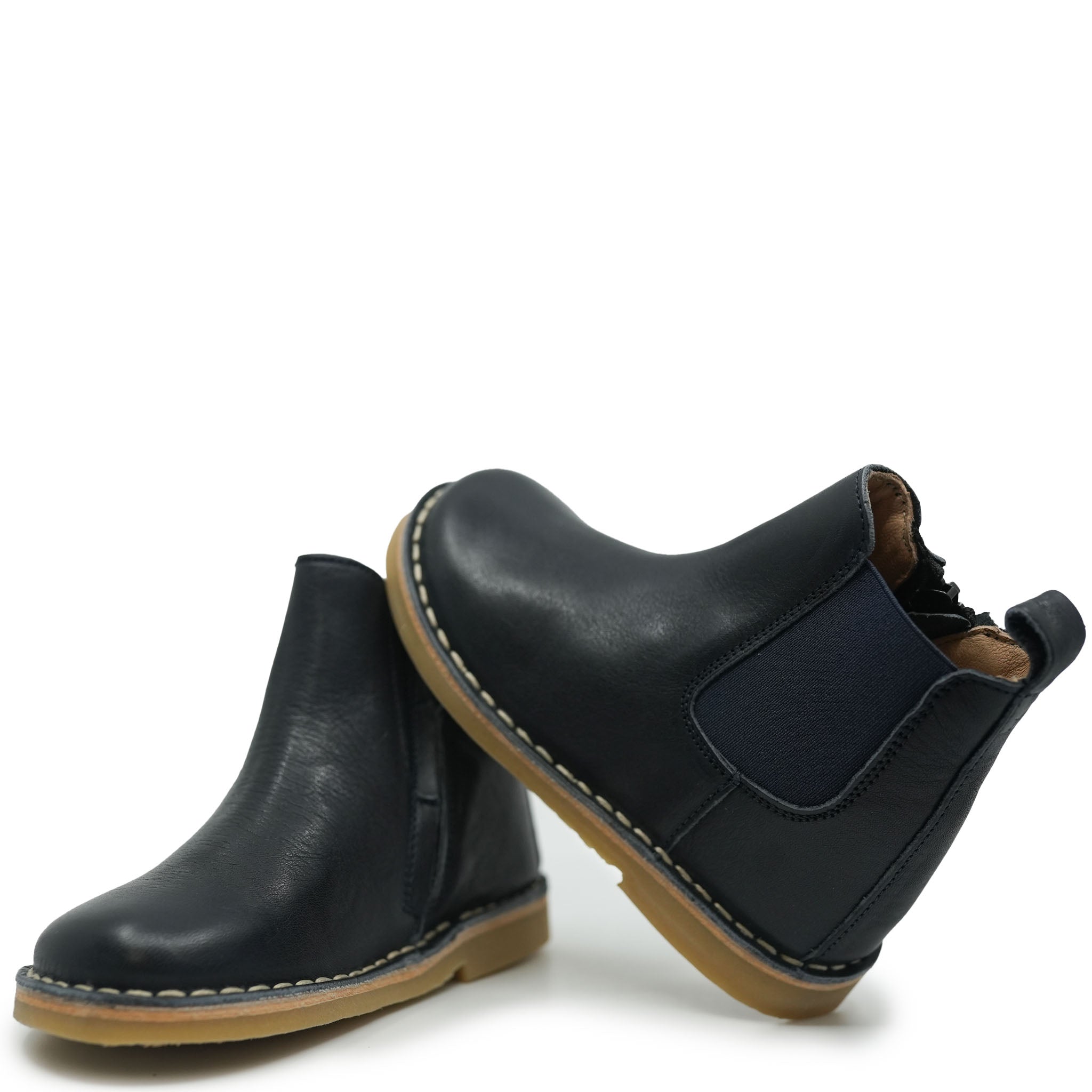Petit Nord Women's Navy Blue Leather Ankle Boots - Stylish & Comfortable for Casual Wear, Office & Outdoor Activities