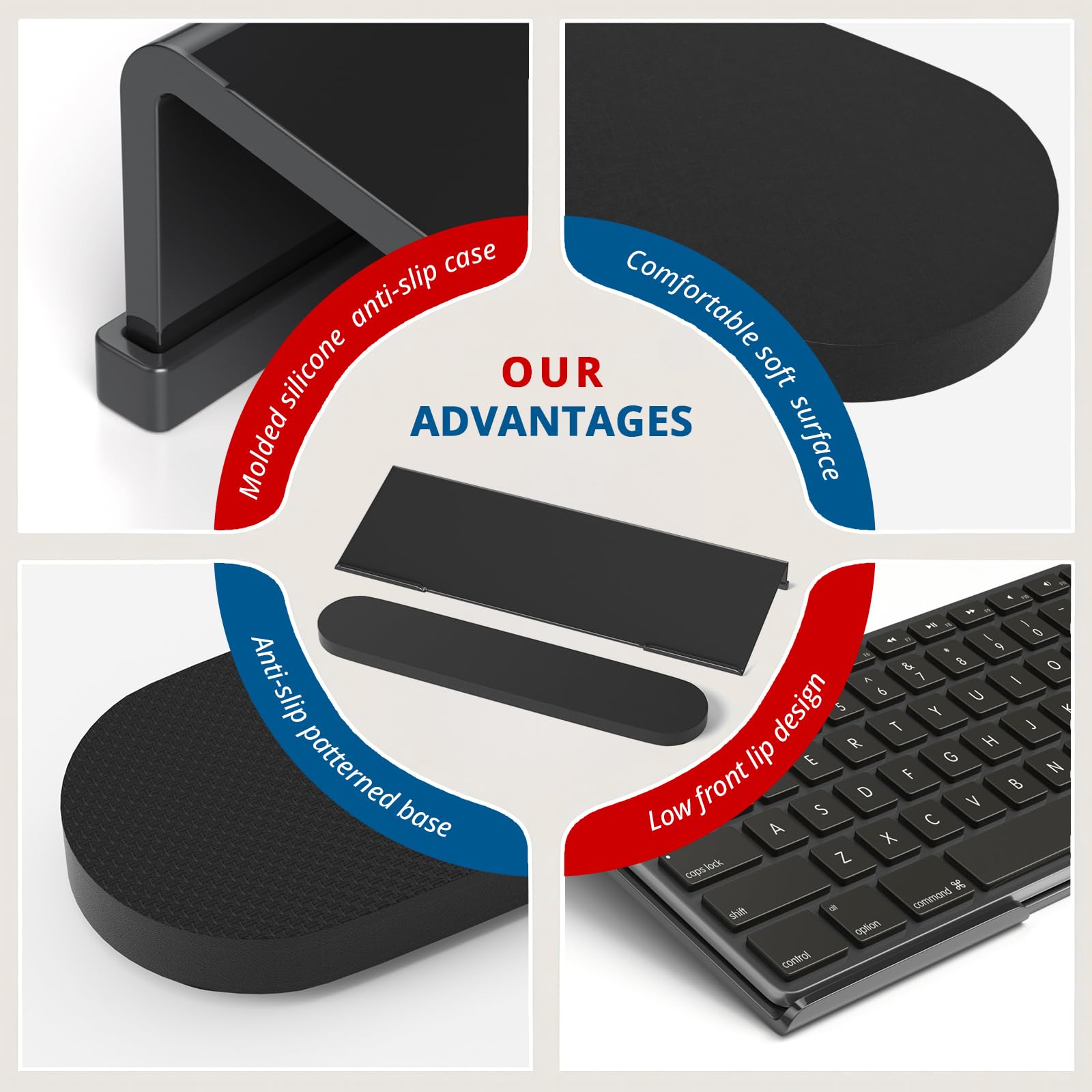 Ergonomic Acrylic Tilted Keyboard Stand with Non-Slip Silicone Base - Black Computer Keyboard Tray Holder for Comfortable Typing | Perfect for Office, Gaming & Home Workspace Setup