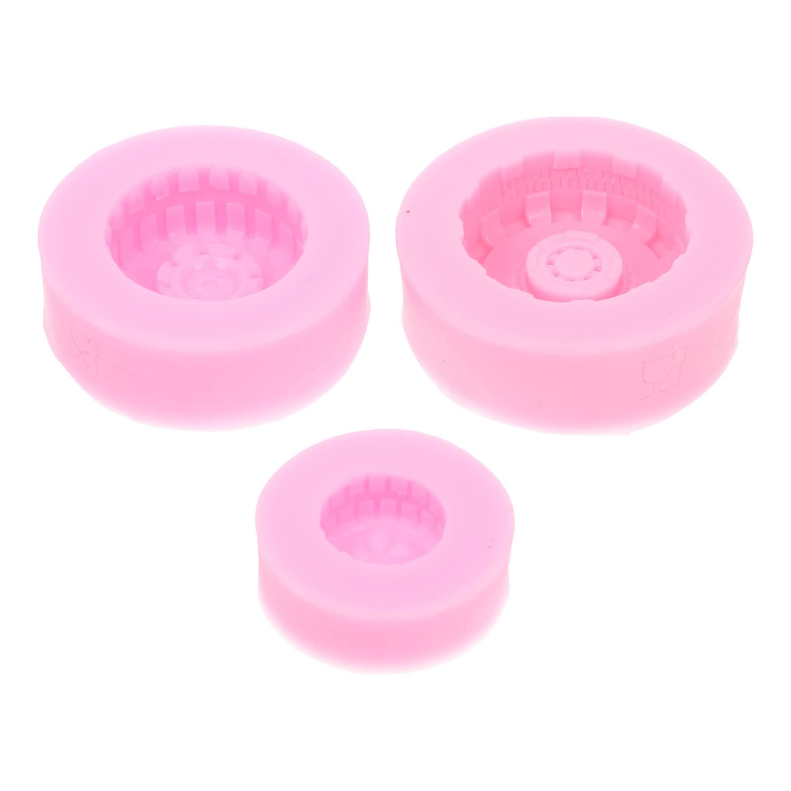 SOLUSTRE Silicone Tire Wheel Resin Molds - 3Pcs Round Chocolate Cake Decorating Molds for Sugarcraft, DIY Desserts, and Baking - Perfect for Birthday Cakes, Cupcakes, and Candy Making