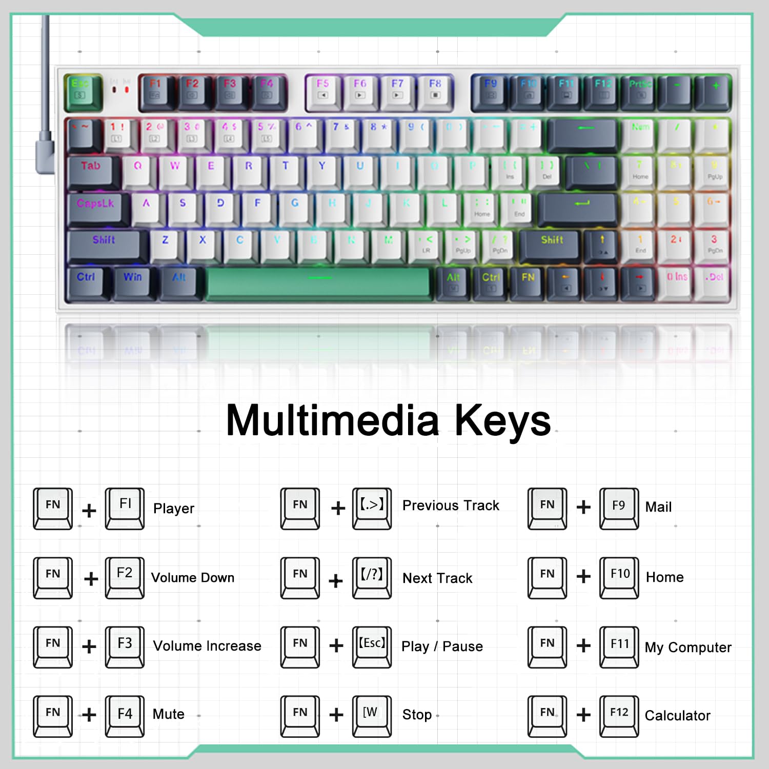Machenike RGB Mechanical Gaming Keyboard - 94 Keys, Hot-Swap, PBT KeyCaps for PC Gamers