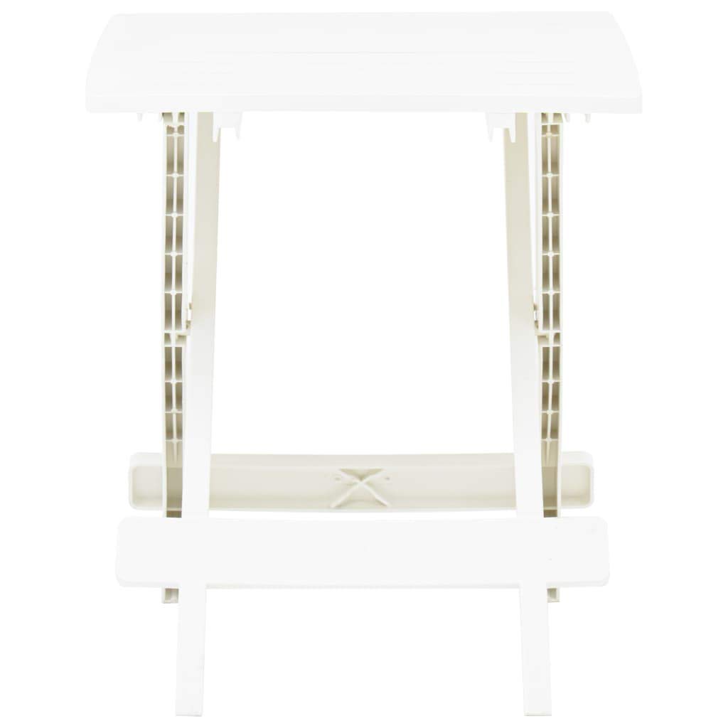 SKM Folding Patio Table - White Plastic Outdoor Side Table 17.7
