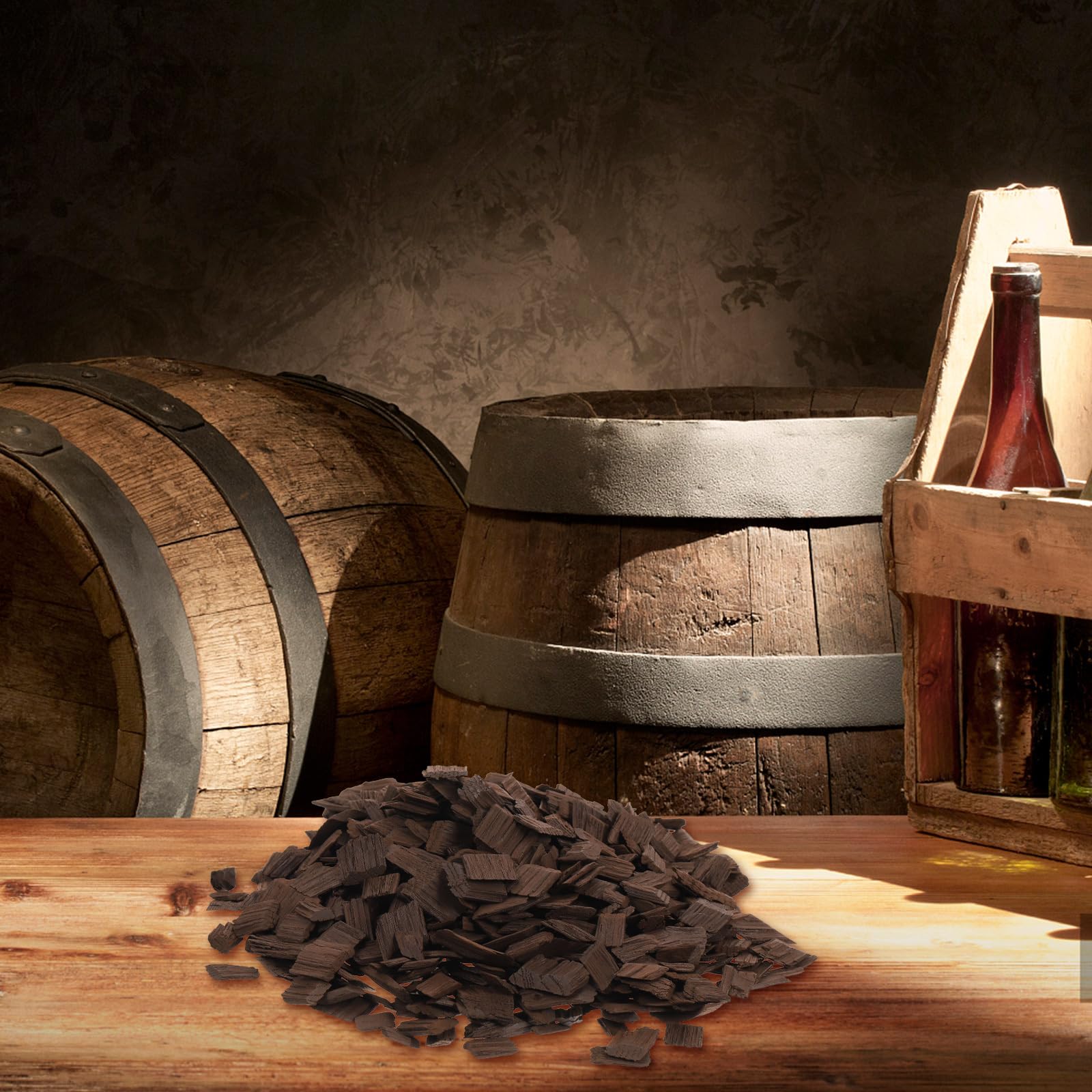 Premium French Oak Chips for Wine Making - 3.5oz Heavy Toasted Oak Wood Chips for Home Brewing, Whiskey & Brandy Aging - Enhance Flavor & Aroma - Perfect for Home Winemakers & Craft Distillers