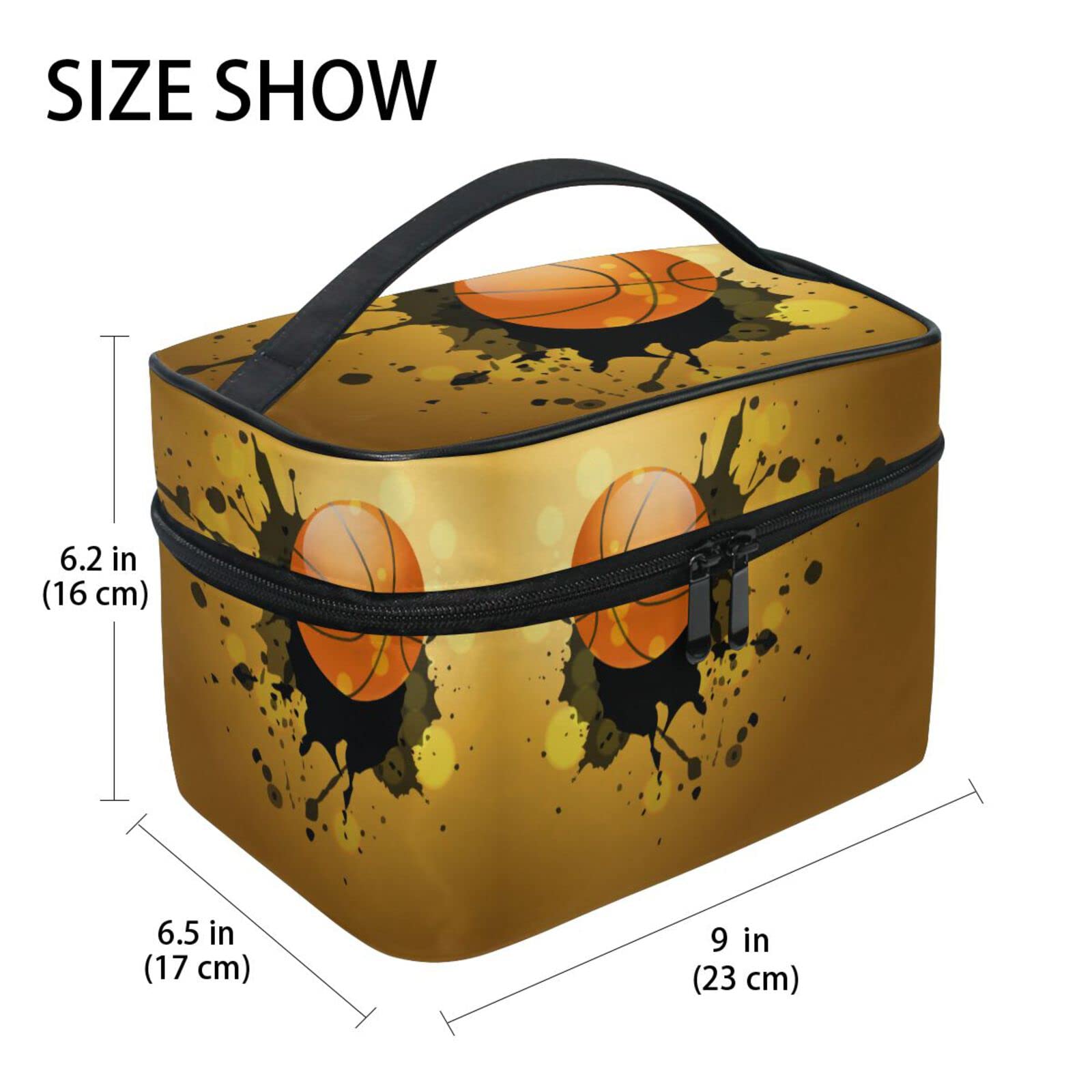 Waterproof Sports Cosmetic Bag - Zippered Makeup Pouch & Toiletry Organizer for Women | Basketball Design Travel Case for Gym, School & Daily Essentials