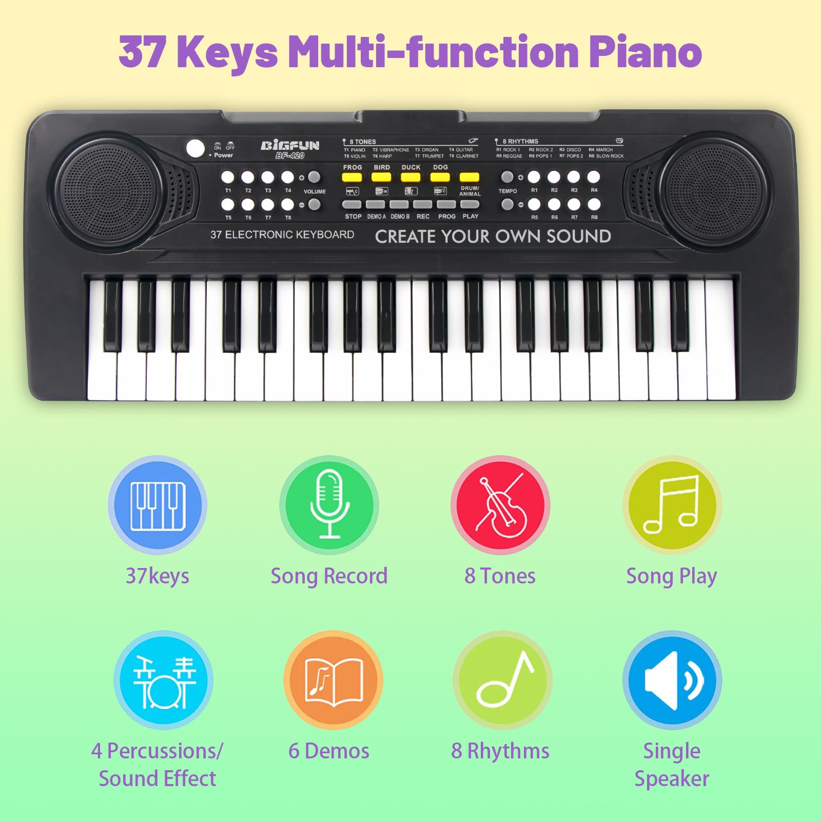 37-Key Kids Piano Keyboard - Portable Electric Piano Toy for Ages 3-9 | Home & Classroom Learning