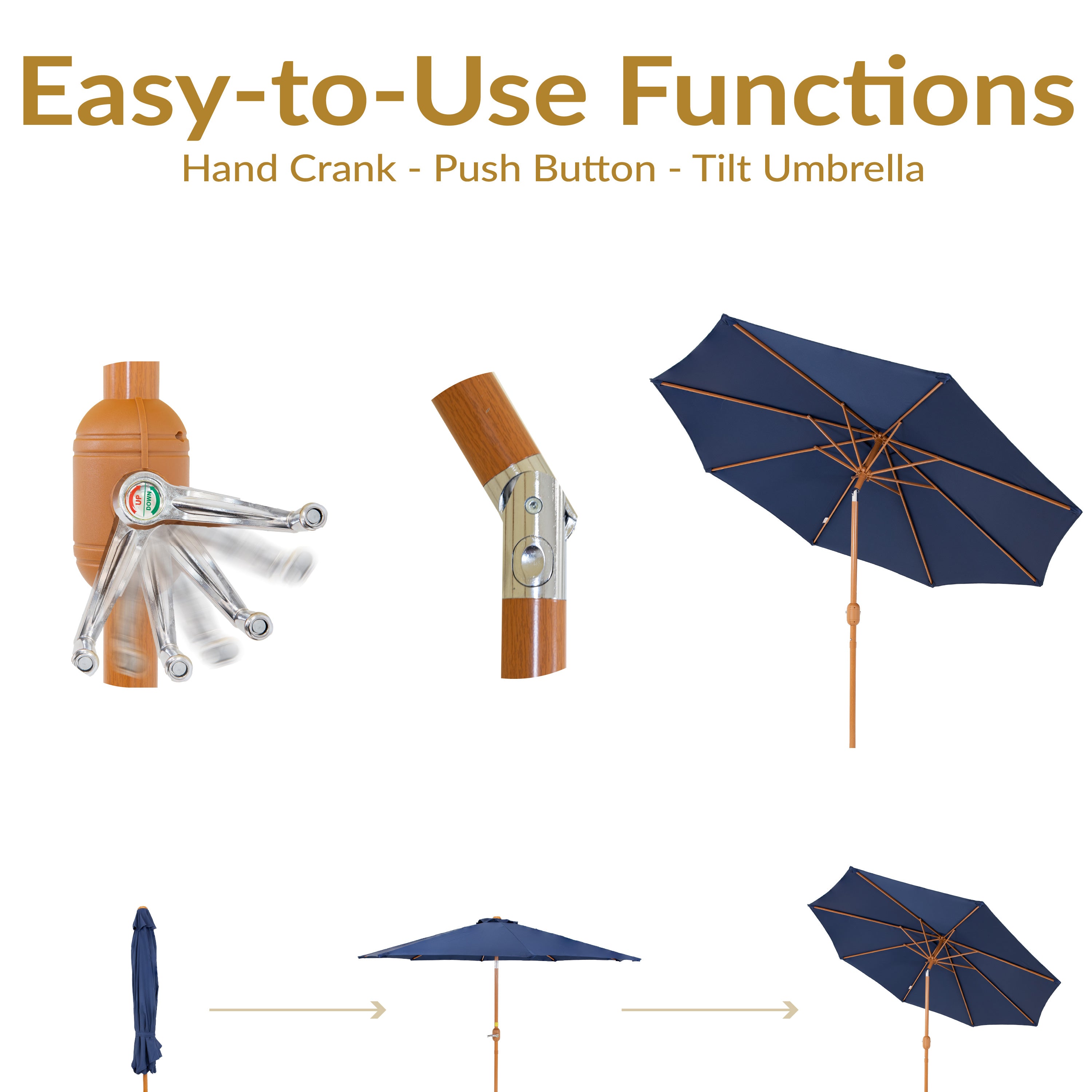 Sunnydaze 8.5 ft Outdoor Patio Umbrella with Realistic Woodgrain Finish - Perfect for Backyard, Poolside, and Garden Shade