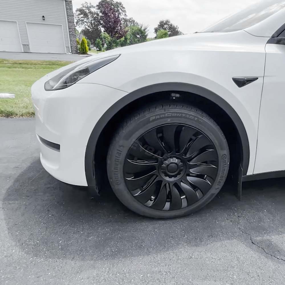 4PCS Tesla Model Y Wheel Caps - Überturbine Style 19-Inch Gemini Wheel Covers in Matte Black | Perfect for Model Y 2020-2023 | Enhance Style & Protect Wheels from Scratches