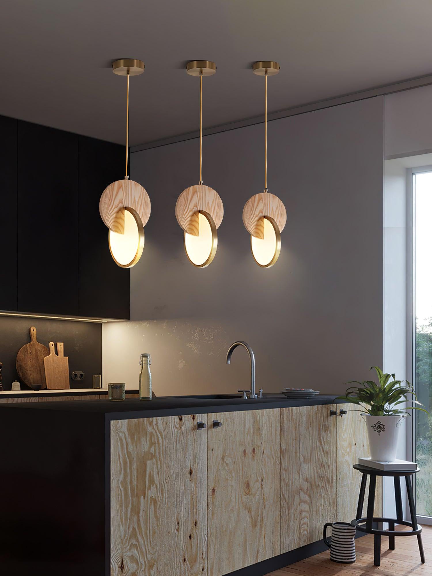 Modern Double Disk Pendant Light - Adjustable Hanging Chandelier for Dining Room, Kitchen Island & Living Room Decor