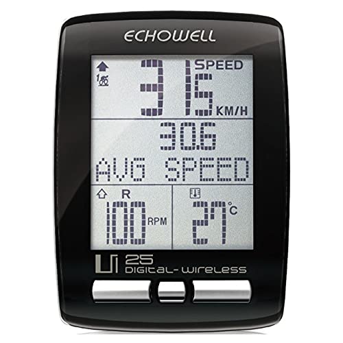 Echowell Ui25 Wireless Bike Computer - GPS Speedometer & Odometer for Cycling, Mountain Biking & Road Bikes - Waterproof & Backlit Display for Night Riding