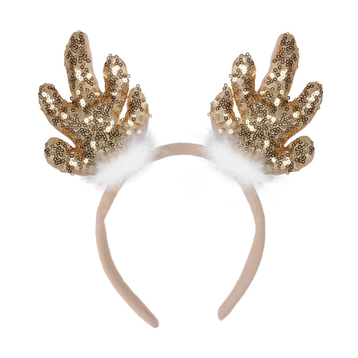 12 Pack Beistle Christmas Sequined Reindeer Antlers Headbands - Festive Holiday Party Accessories for Women, Men, Kids - Perfect for Christmas Parties, Office Celebrations & Family Gatherings