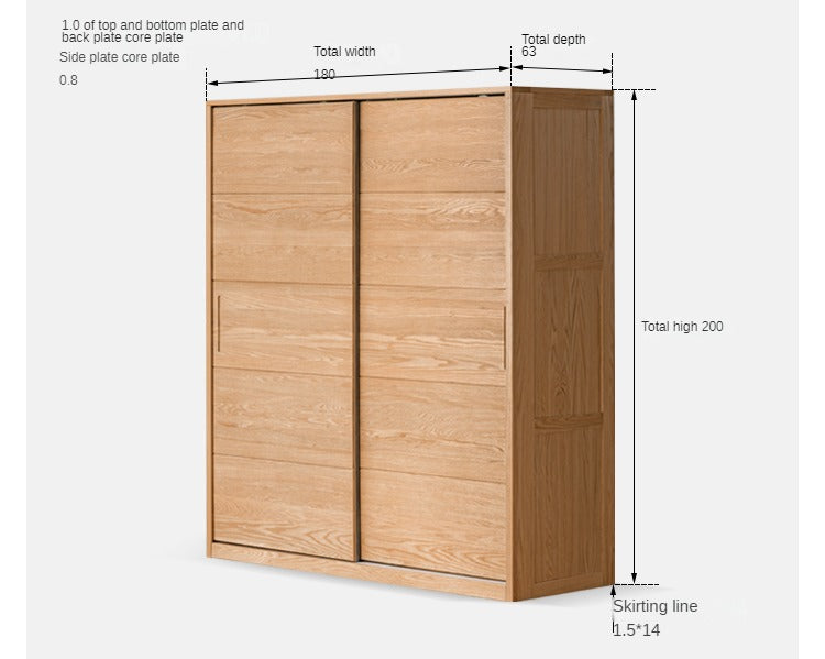 Solid Oak Wood Sliding Door Wardrobe Closet - Modern & Durable Storage for Bedroom, Living Room, or Walk-In Closet Organization