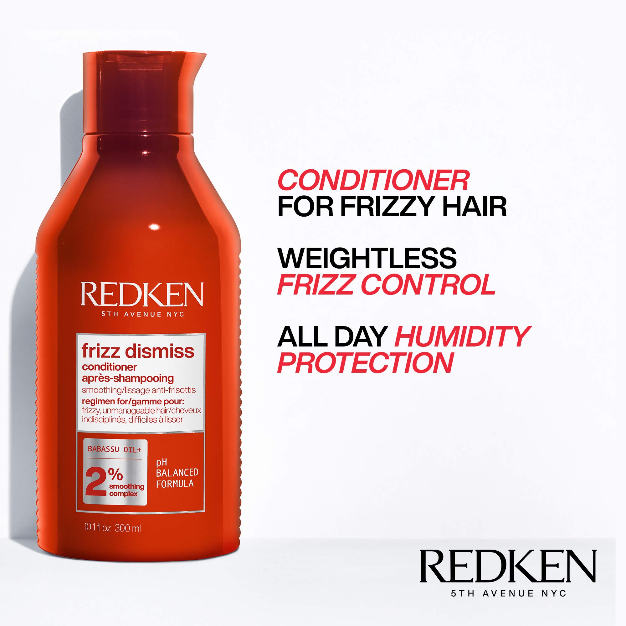 Redken Frizz Dismiss Shampoo & Conditioner Set with Rebel Tame Treatment for Frizzy Hair - Smoothing & Frizz Control Hair Care Kit for Dry, Damaged Hair - Perfect for Daily Use at Home or Salon