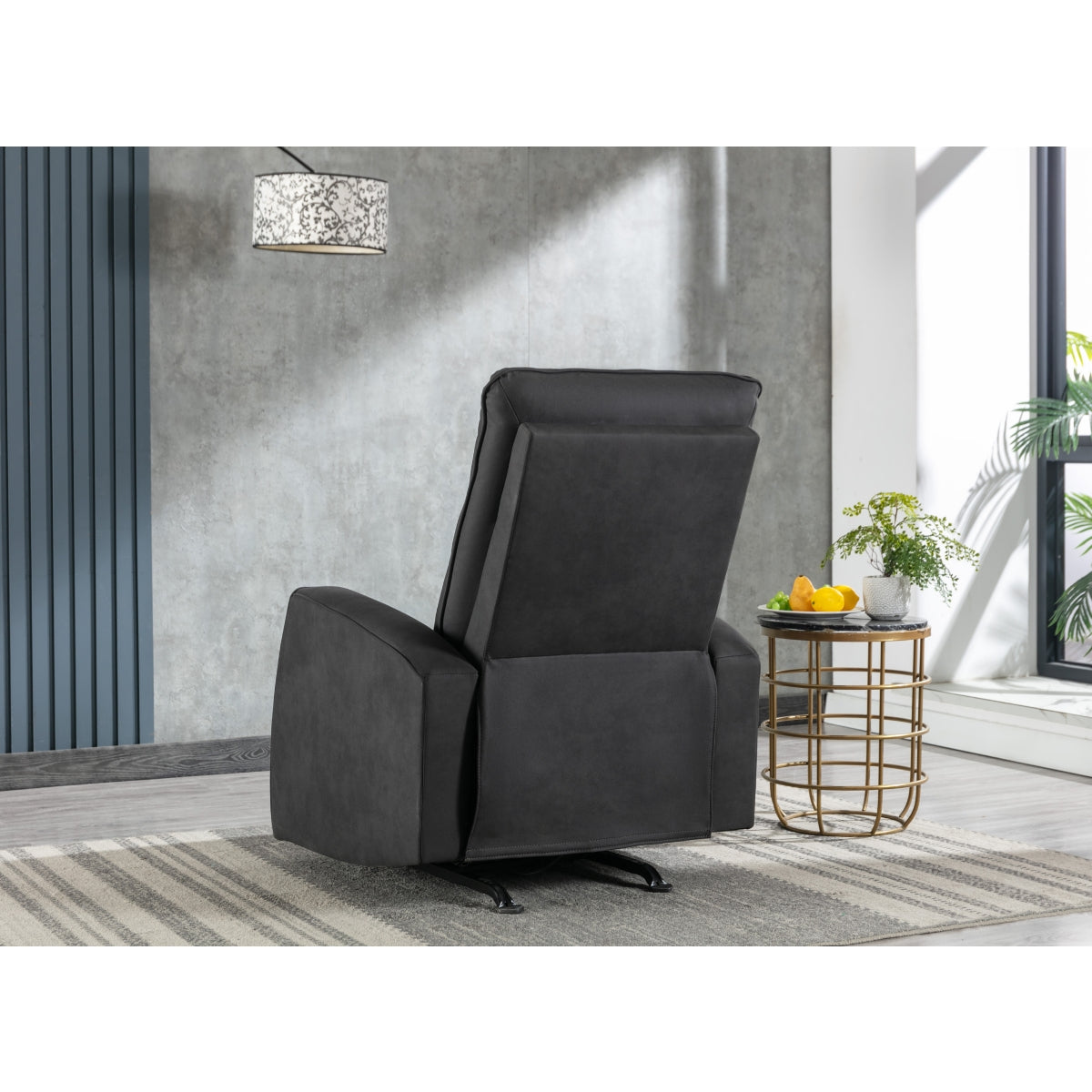 Black Microfiber Power Rocker Recliner with USB Charging Port - Electric Massage Chair for Living Room, Home Theater & Office - Comfortable Leather Reclining Sofa with Lumbar Support