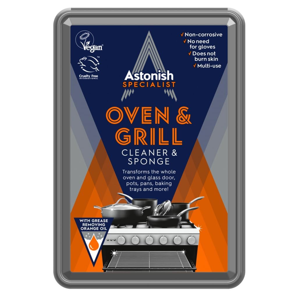 Astonish Specialist Oven & Grill Cleaner with Sponge - 250g | Powerful Stain Remover for Kitchen Appliances, BBQ Grills & Cookware